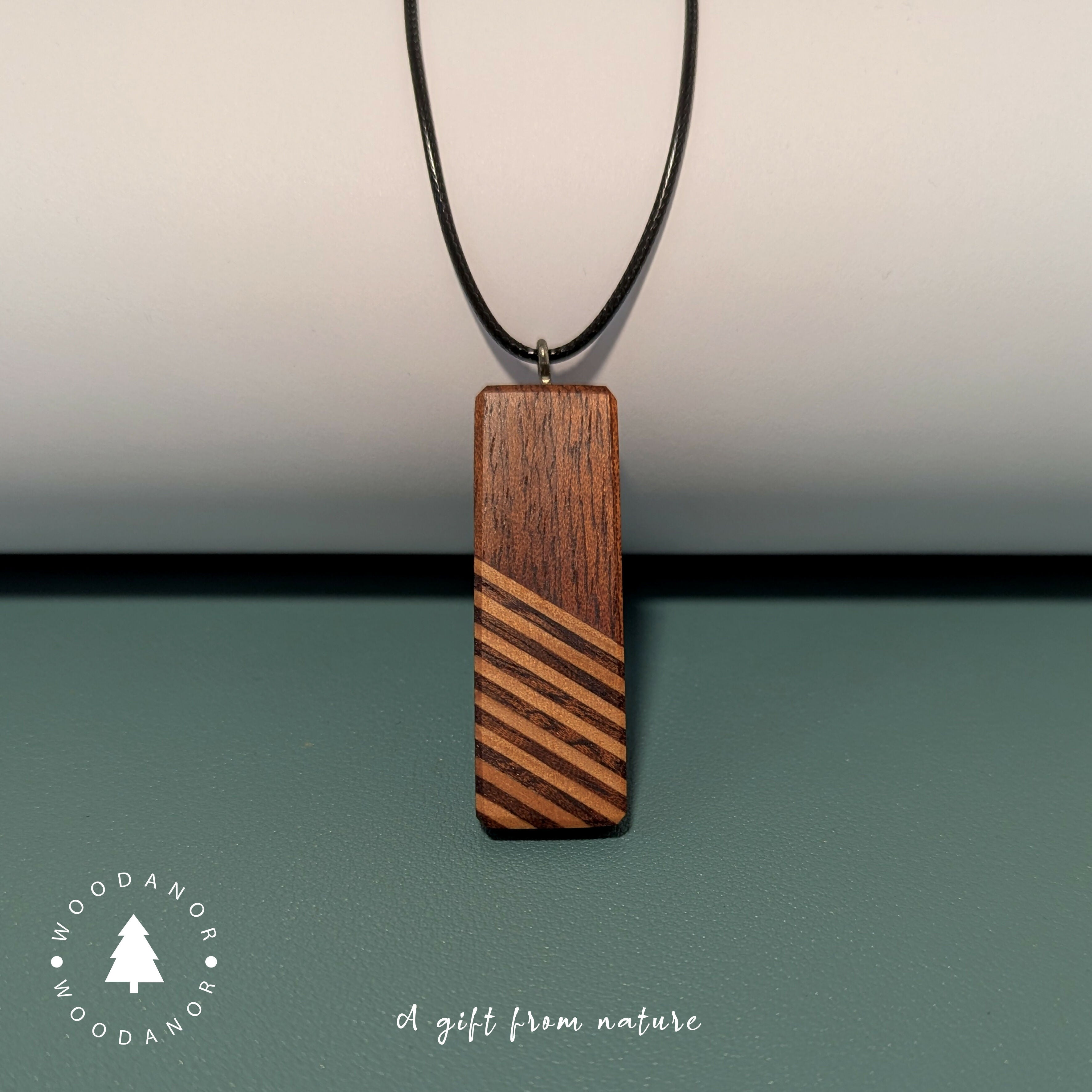 Two-Tone Striped Wooden Pendant
