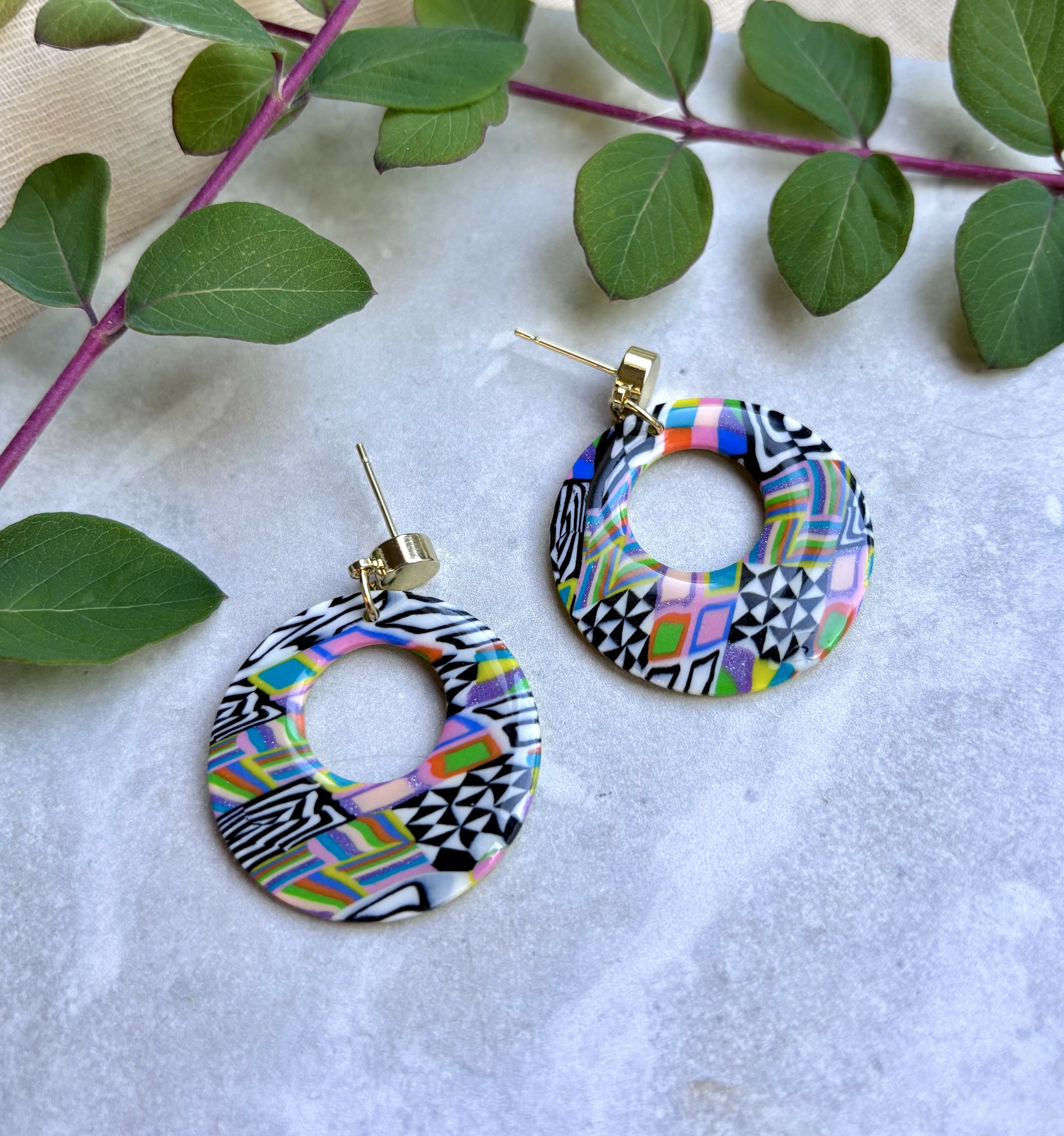 Funky Pattern Collection - Round Polymer Clay Earrings