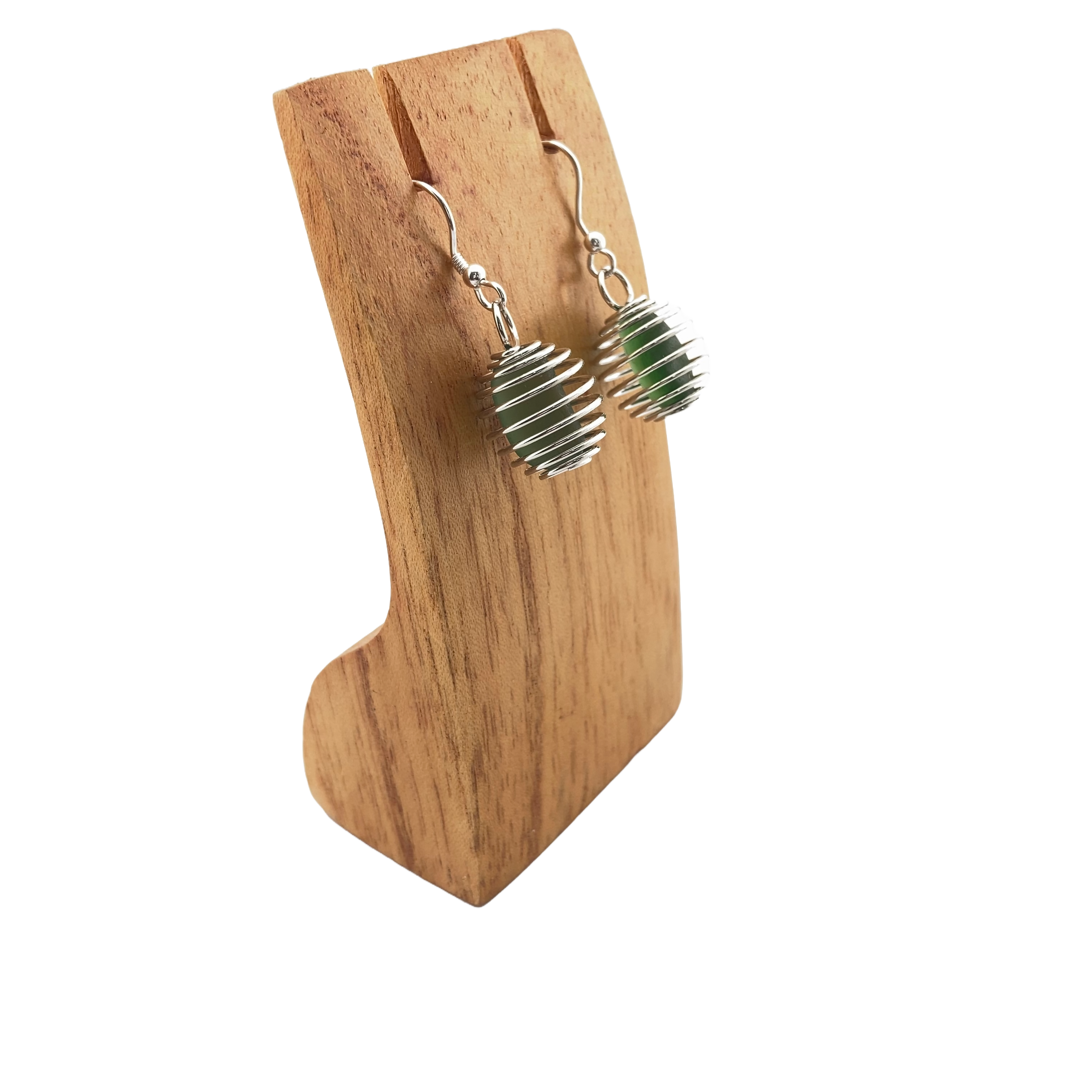 Sea Glass and Sterling Silver Earrings