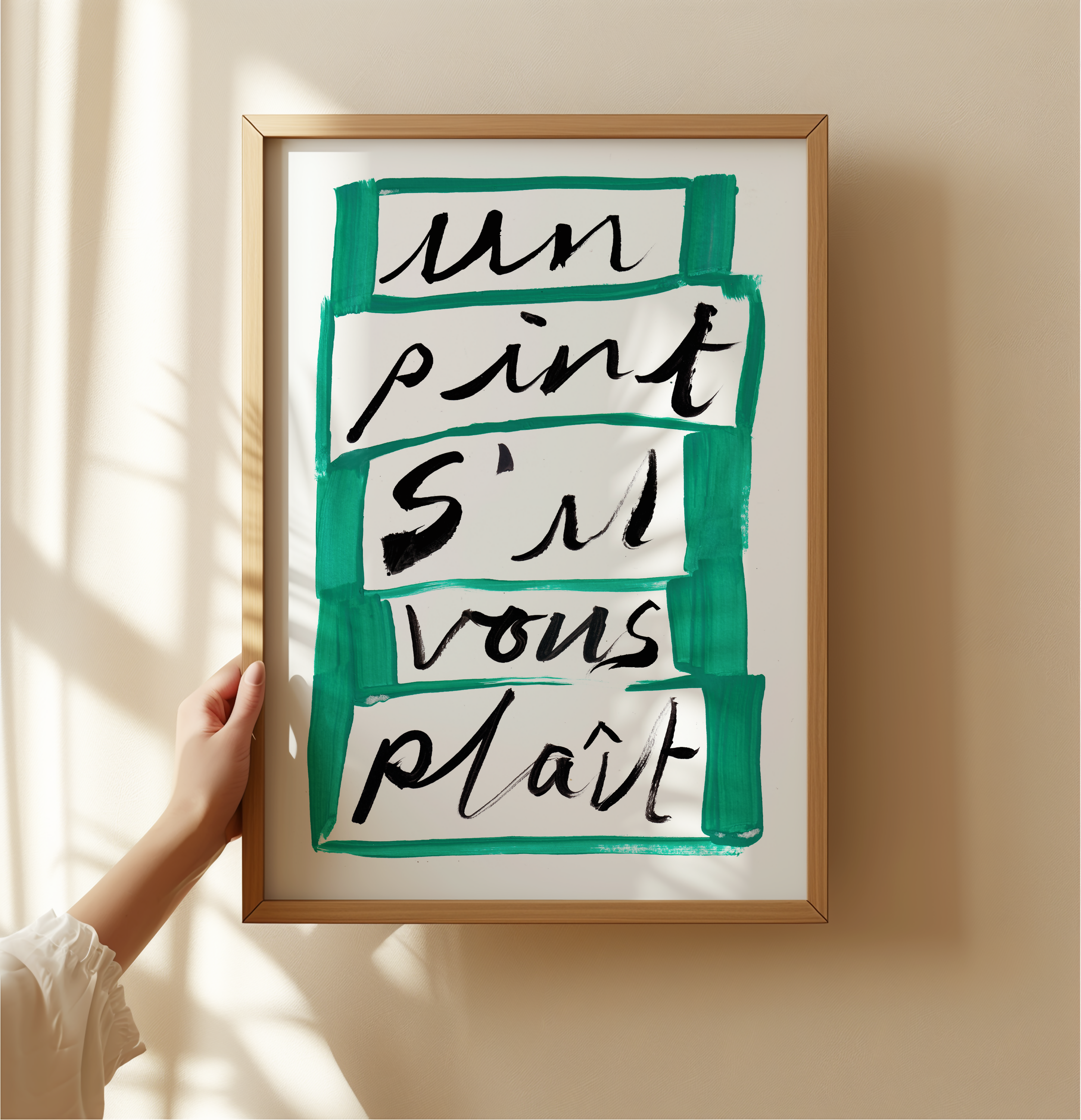 'Un Pint S'il Vous Plait' Hand Painted Art Print