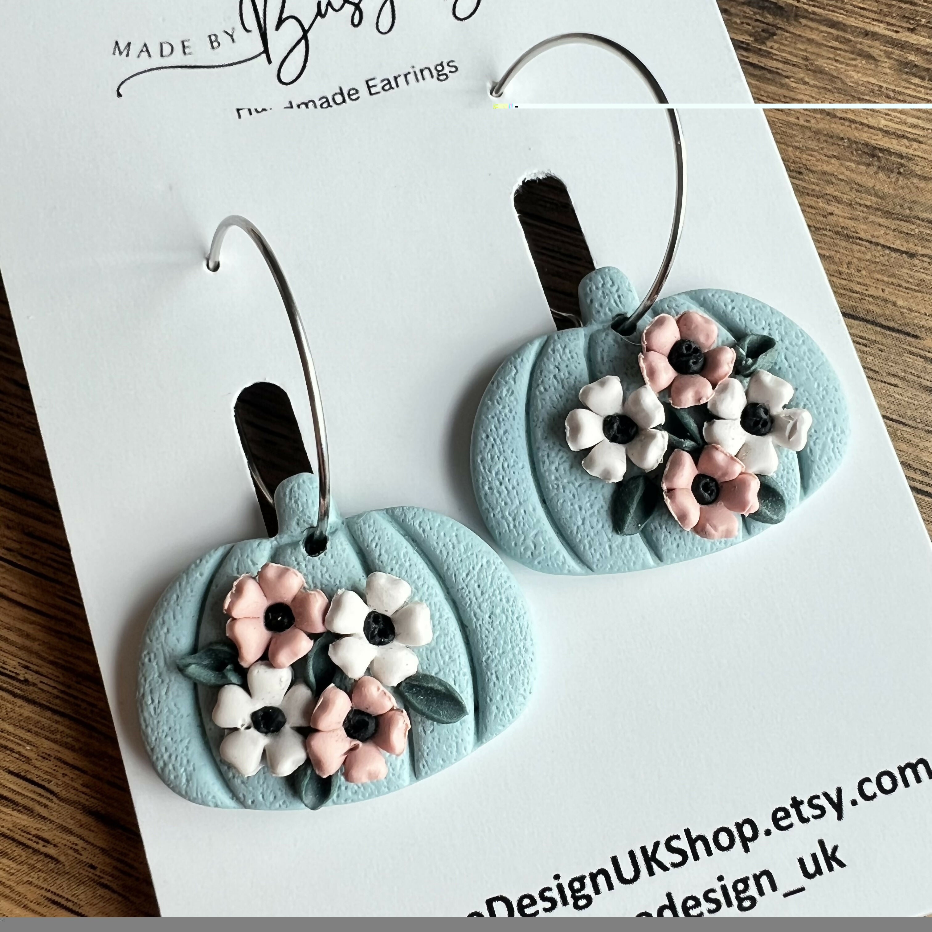 Autumn Polymer Clay Earrings, Dainty Handmade Dangles