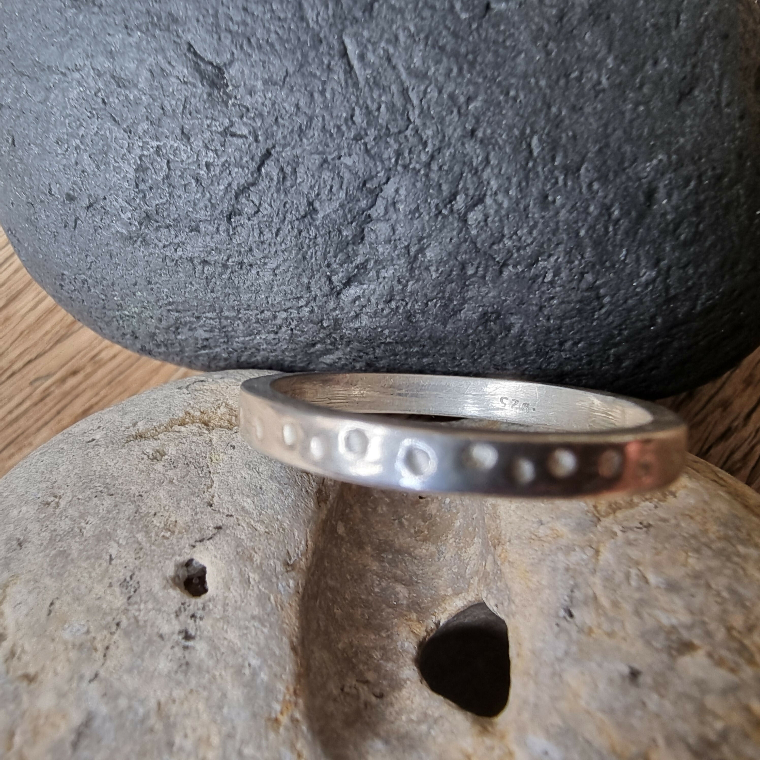 Sterling Silver Band with dots Size W