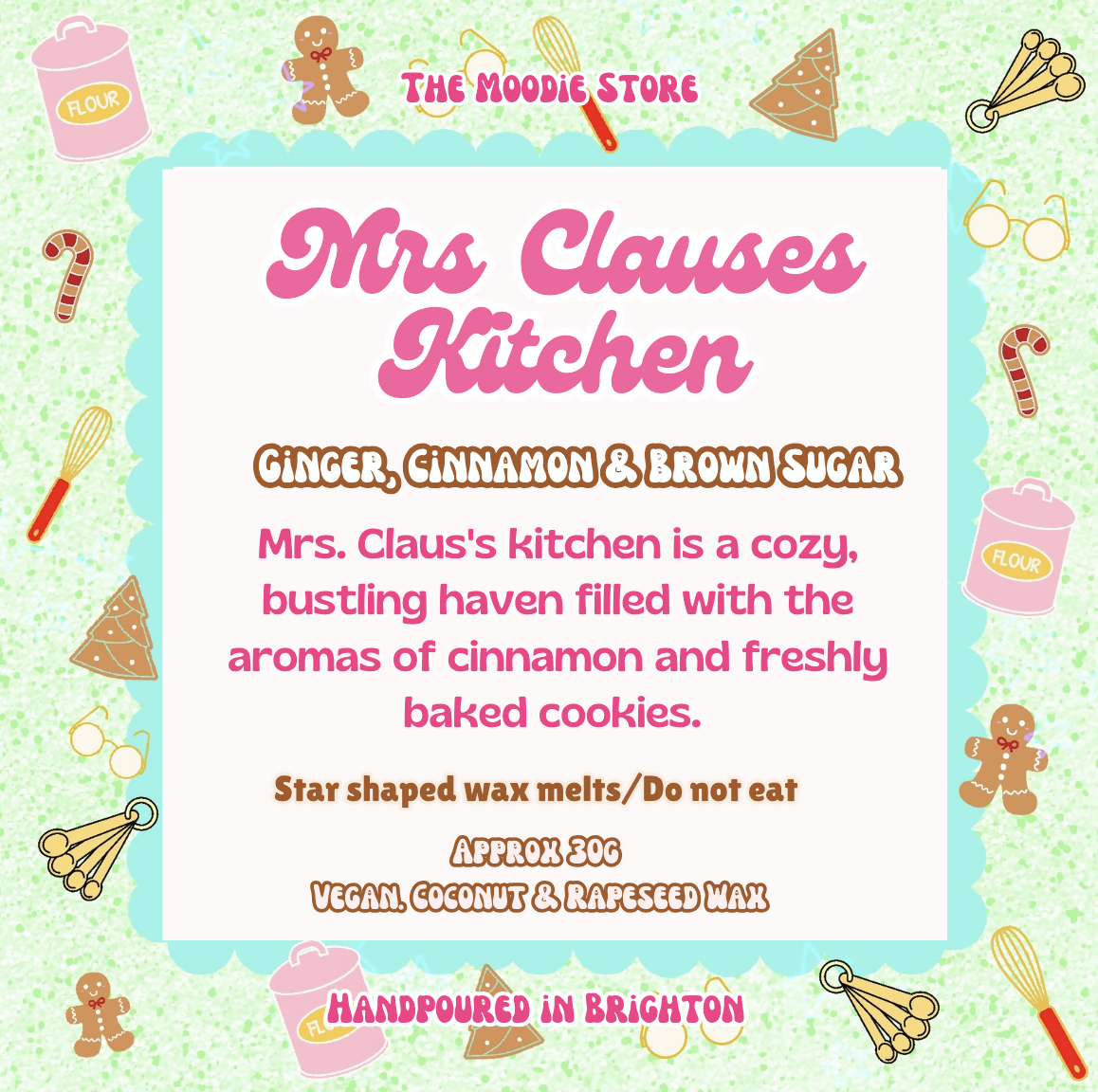 Mrs Claus' Kitchen - Ginger, Cinnamon & Brown Sugar Fragranced Vegan Wax Melt Shapes