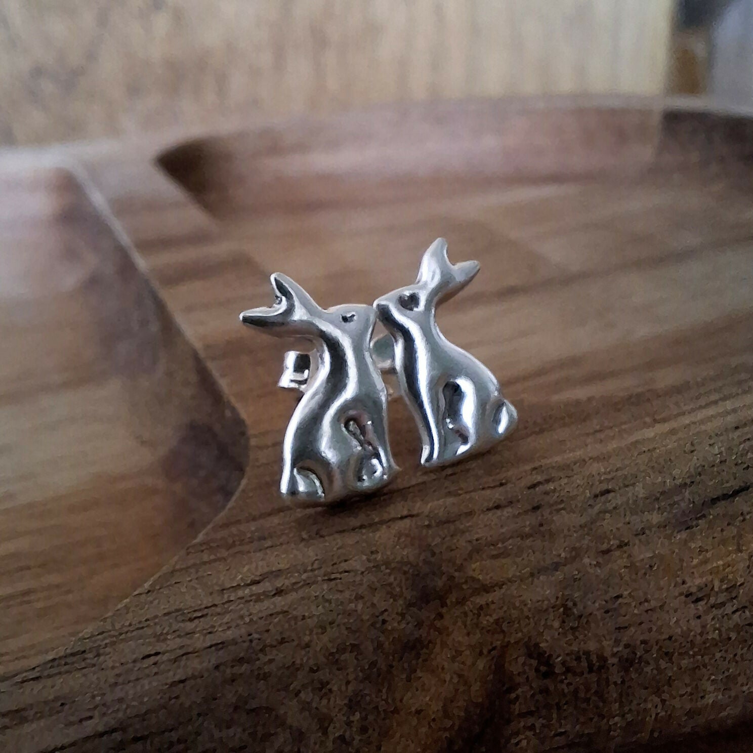 Handmade Silver Hare Studs