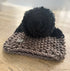 COZY & CHUNKY 2-COLOUR SCARF - BLACK & FAWN - MID LENGTH