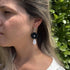 Black Flower Drop Earrings with Stone-Effect Teardrop
