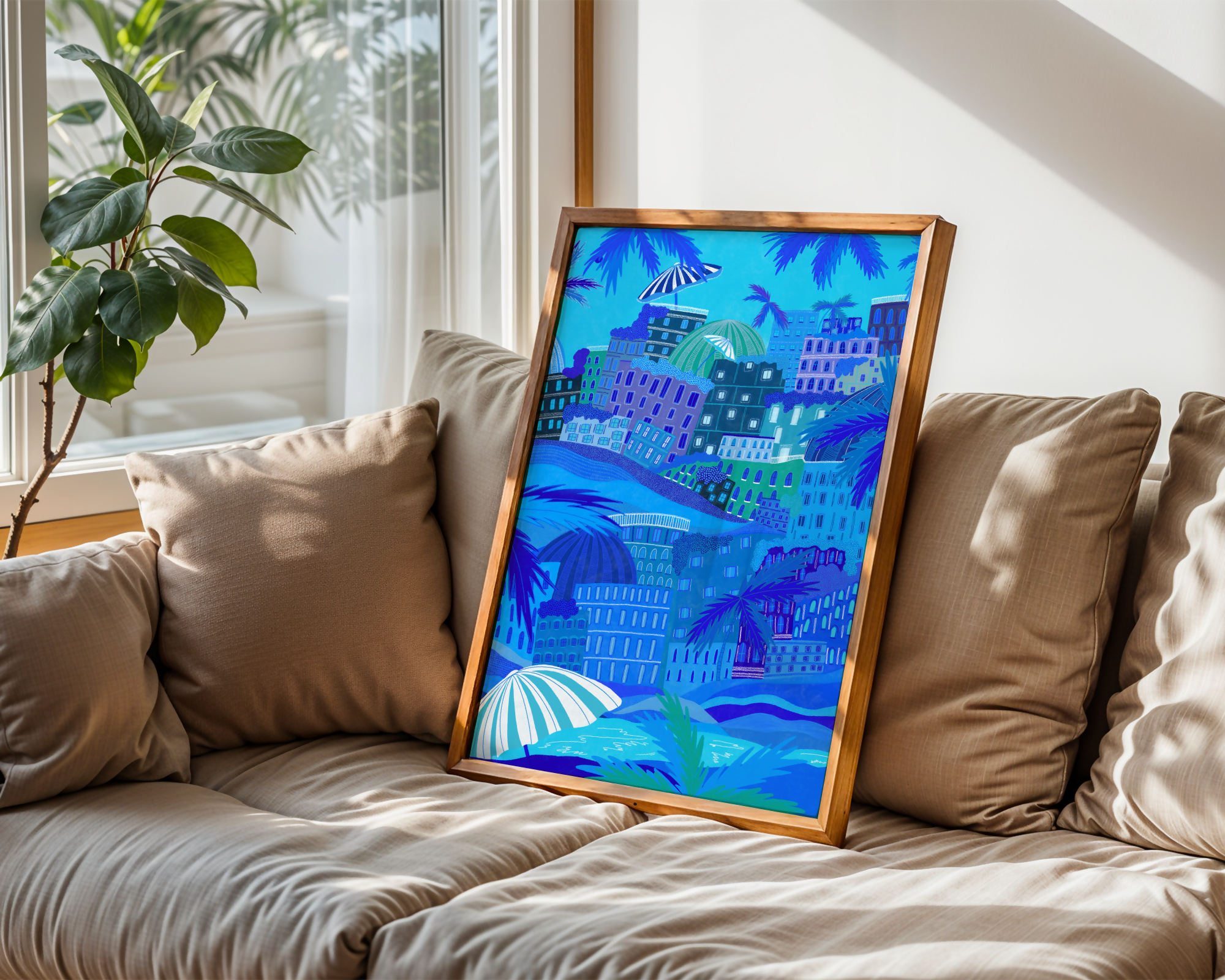 Shades of Bleu A4 hand illustrated print