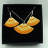 Yellow and Tangerine Orange Fan Enamel Earring and Pendant Set