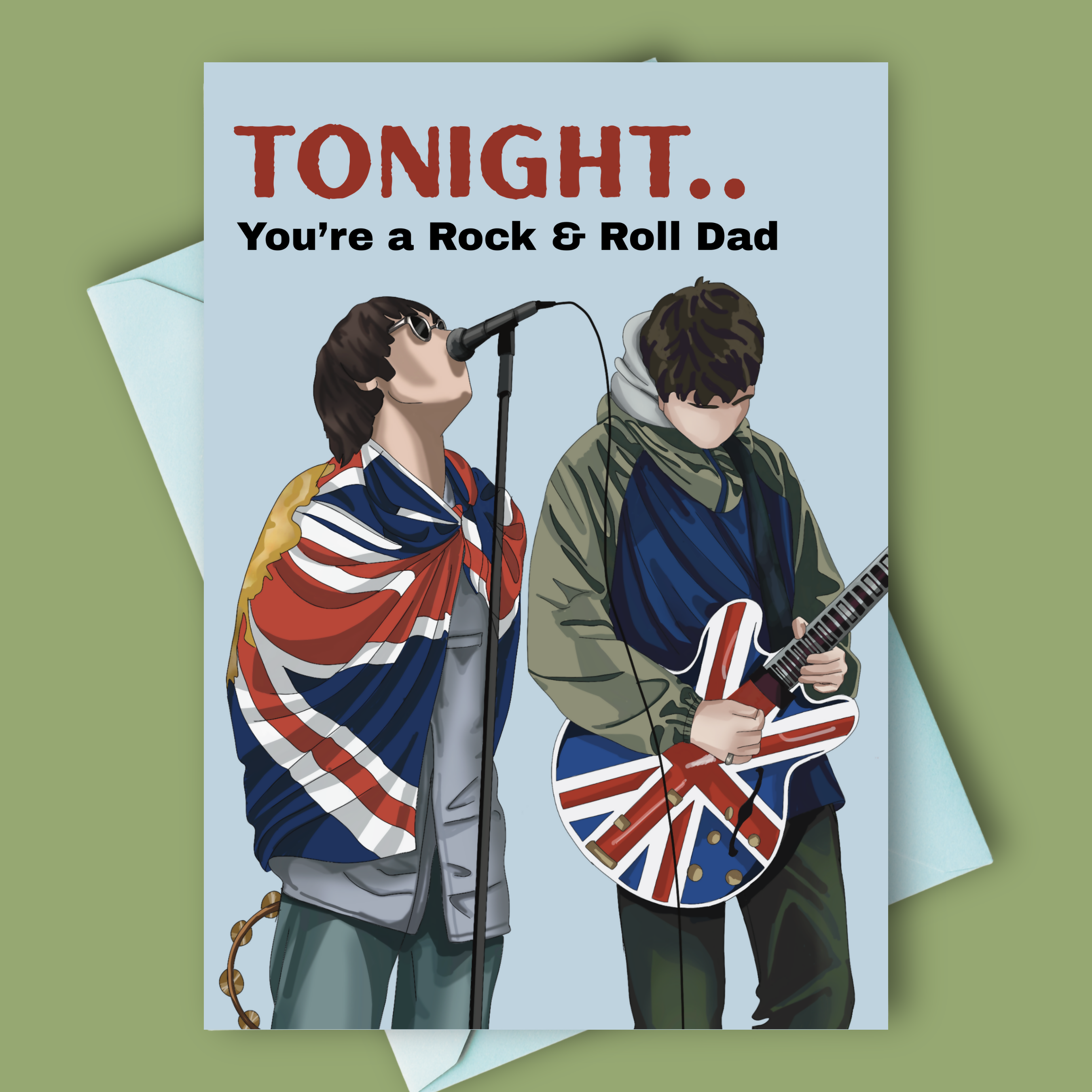 Rock & Roll Dad Father’s Day Card – Hand-Drawn Oasis-Inspired Design