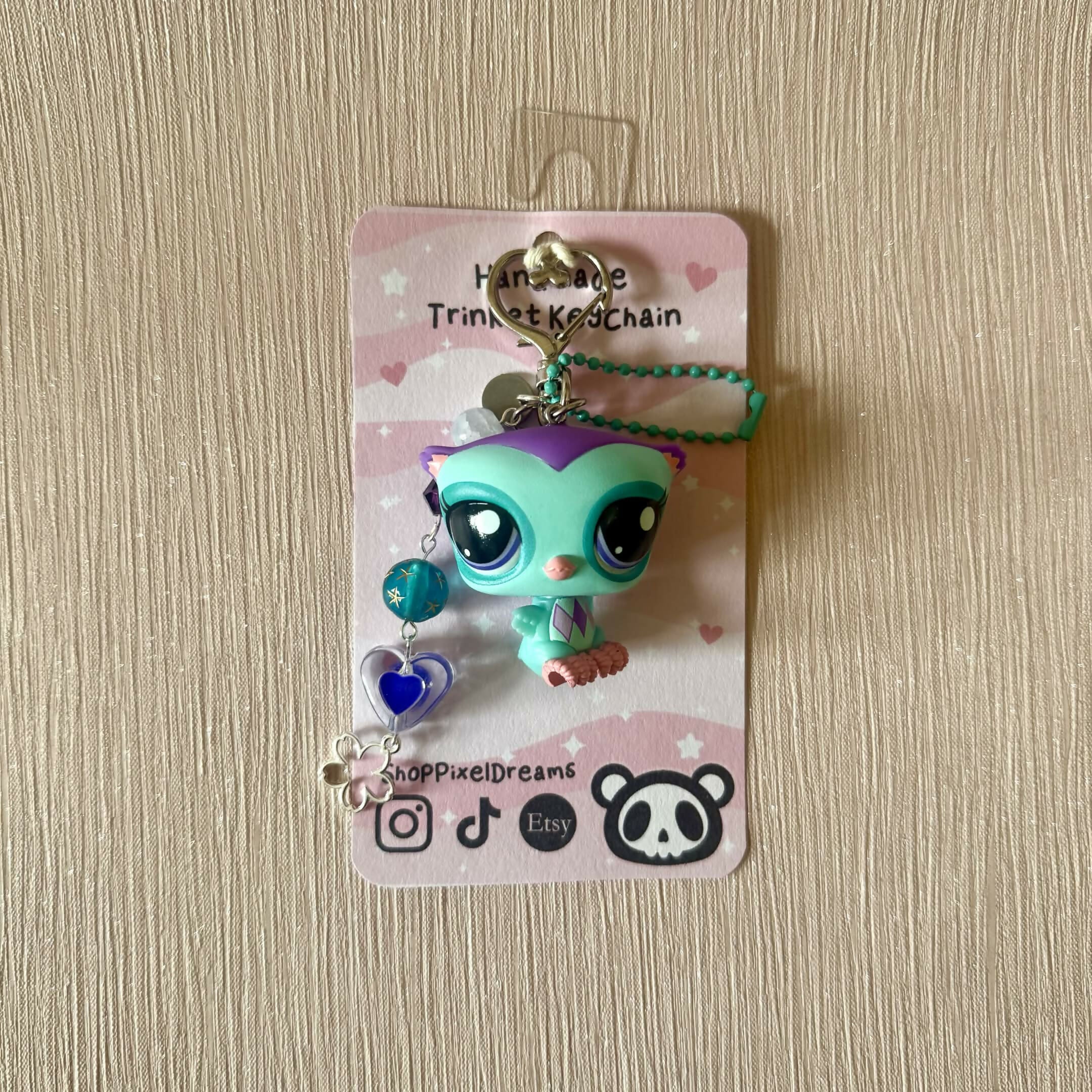 Little Owl Toy Figure Beaded Trinket Keychain