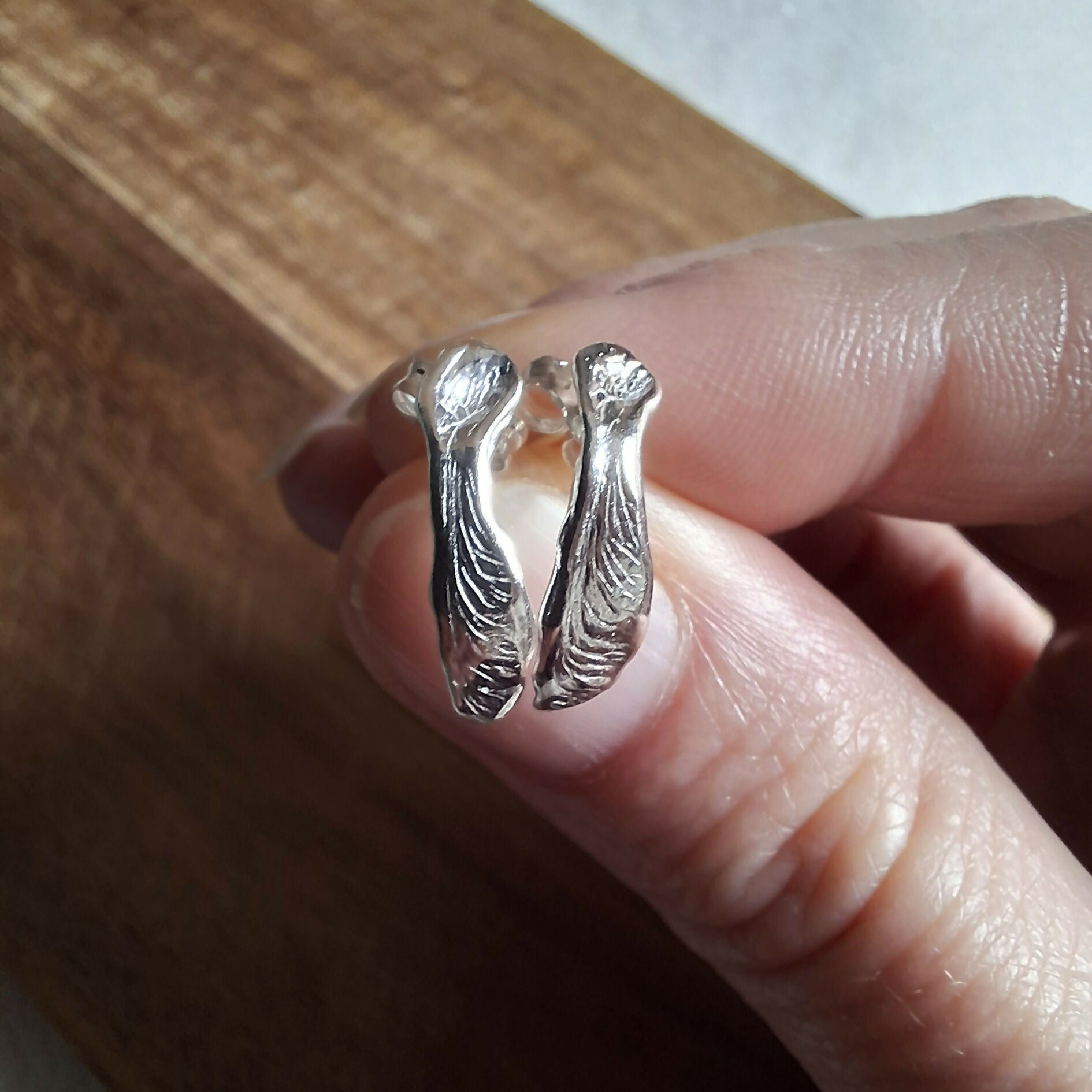 Handmade Real Helicopter Seed Silver Studs