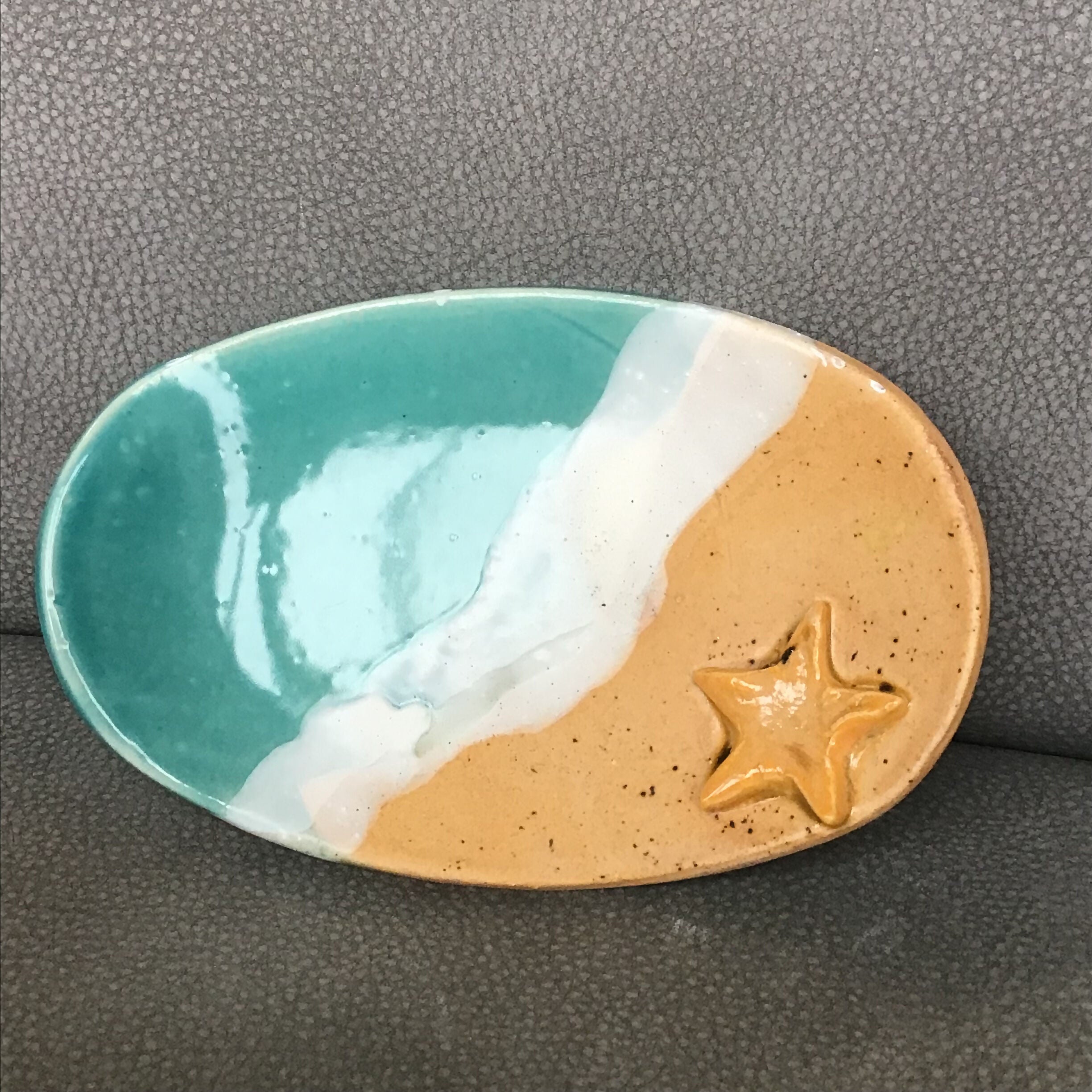 Oval Ceramic Beach Starfish Trinket Dish