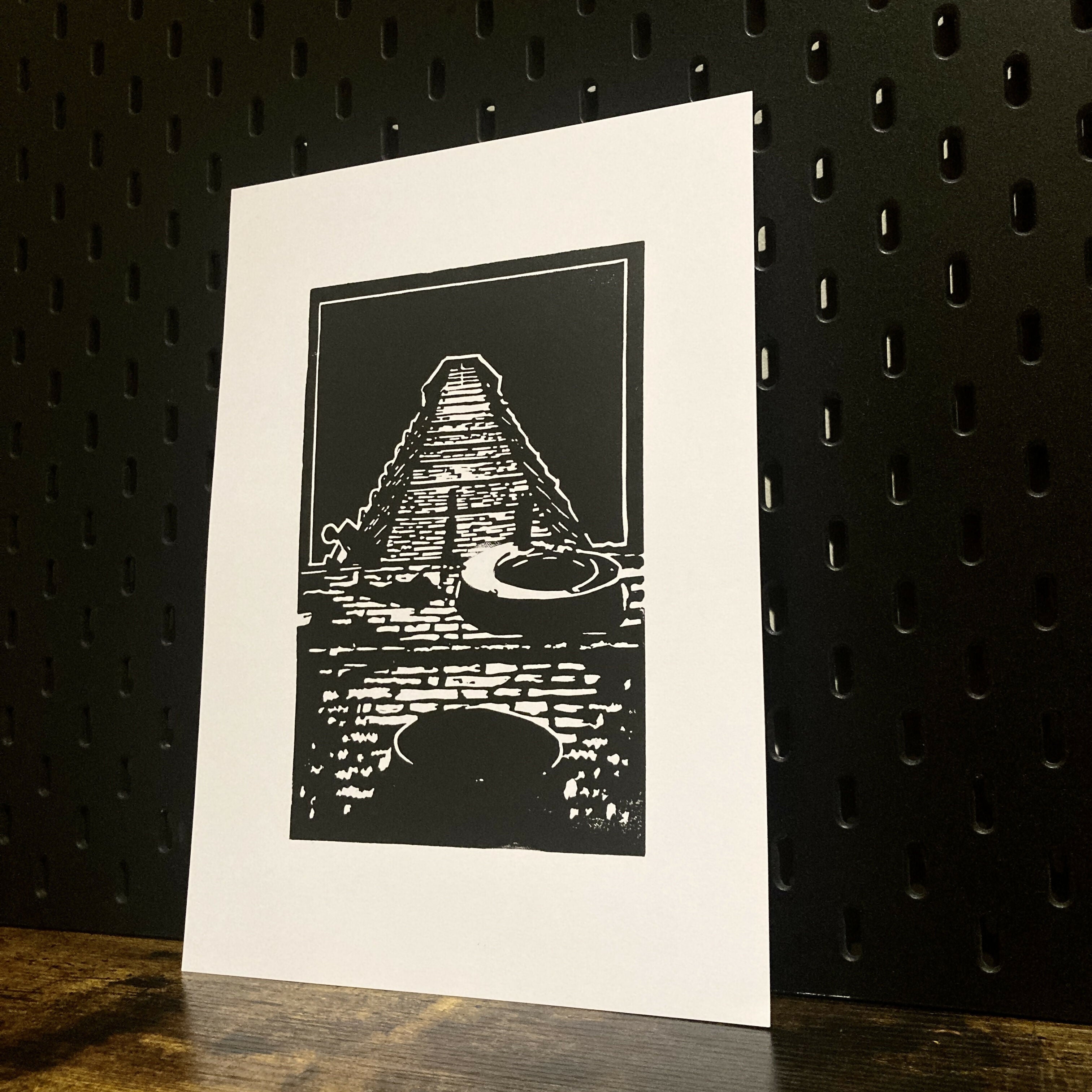 Custard Factory - A4 Hand Carved Lino Print On Card