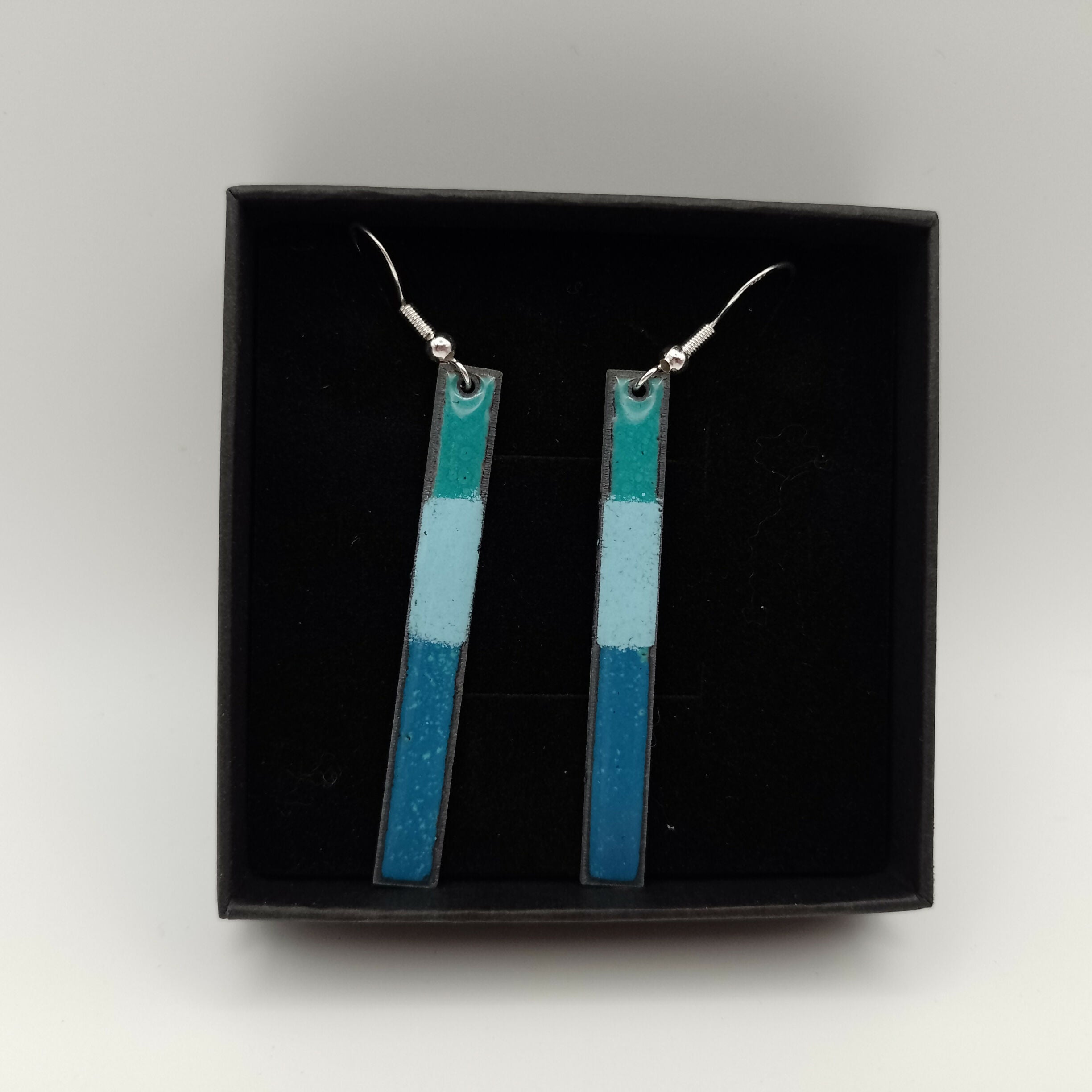 Long Rectangle Drop Enamel Earrings
