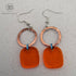 Clear Orange Acrylic & Hand-Hammered Copper Earrings