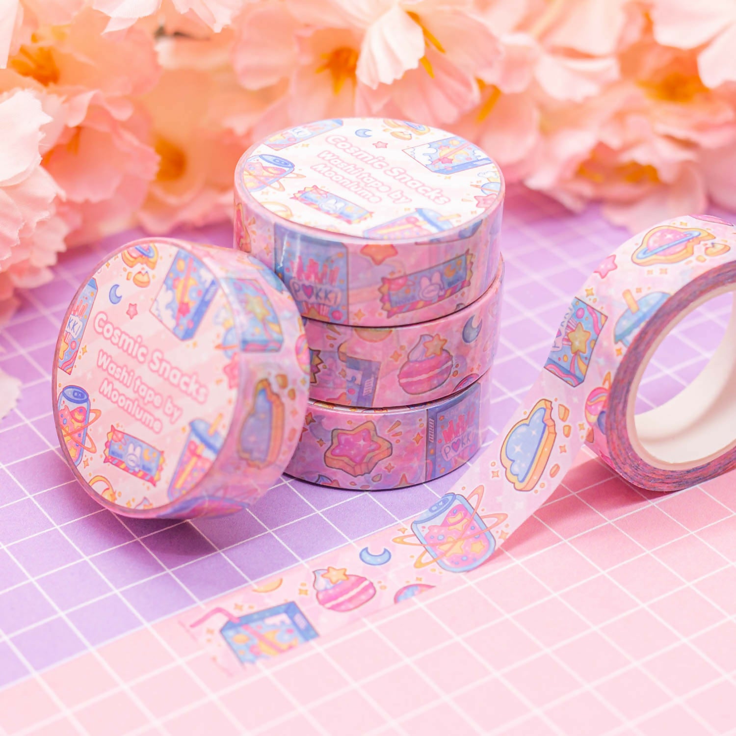 Washi Tape - Pastel Pink Cosmic Snacks