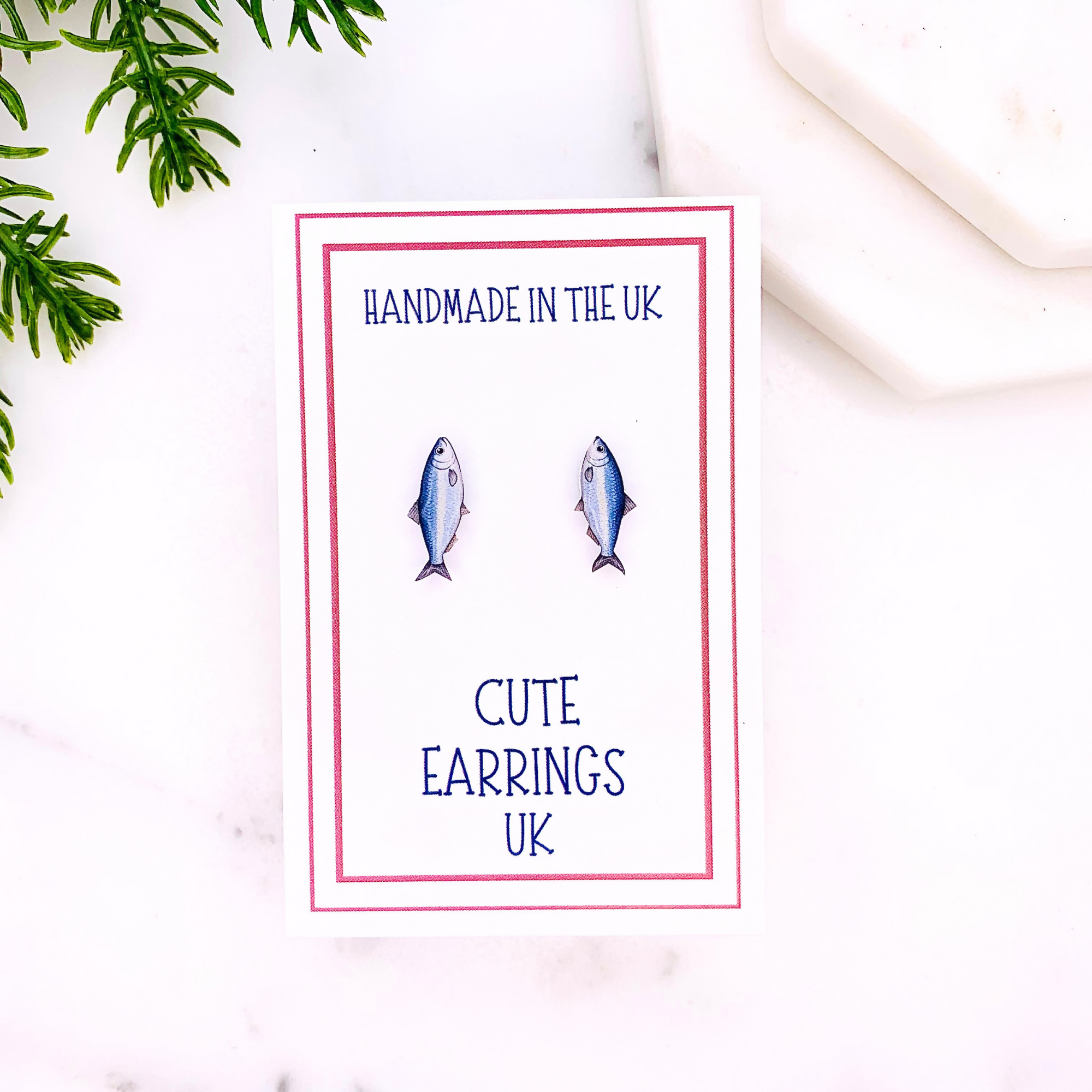 Sardine Fish Stud Earrings