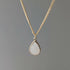 White Jade Faceted Teardop Charm Necklace on a Gold Plated Chain