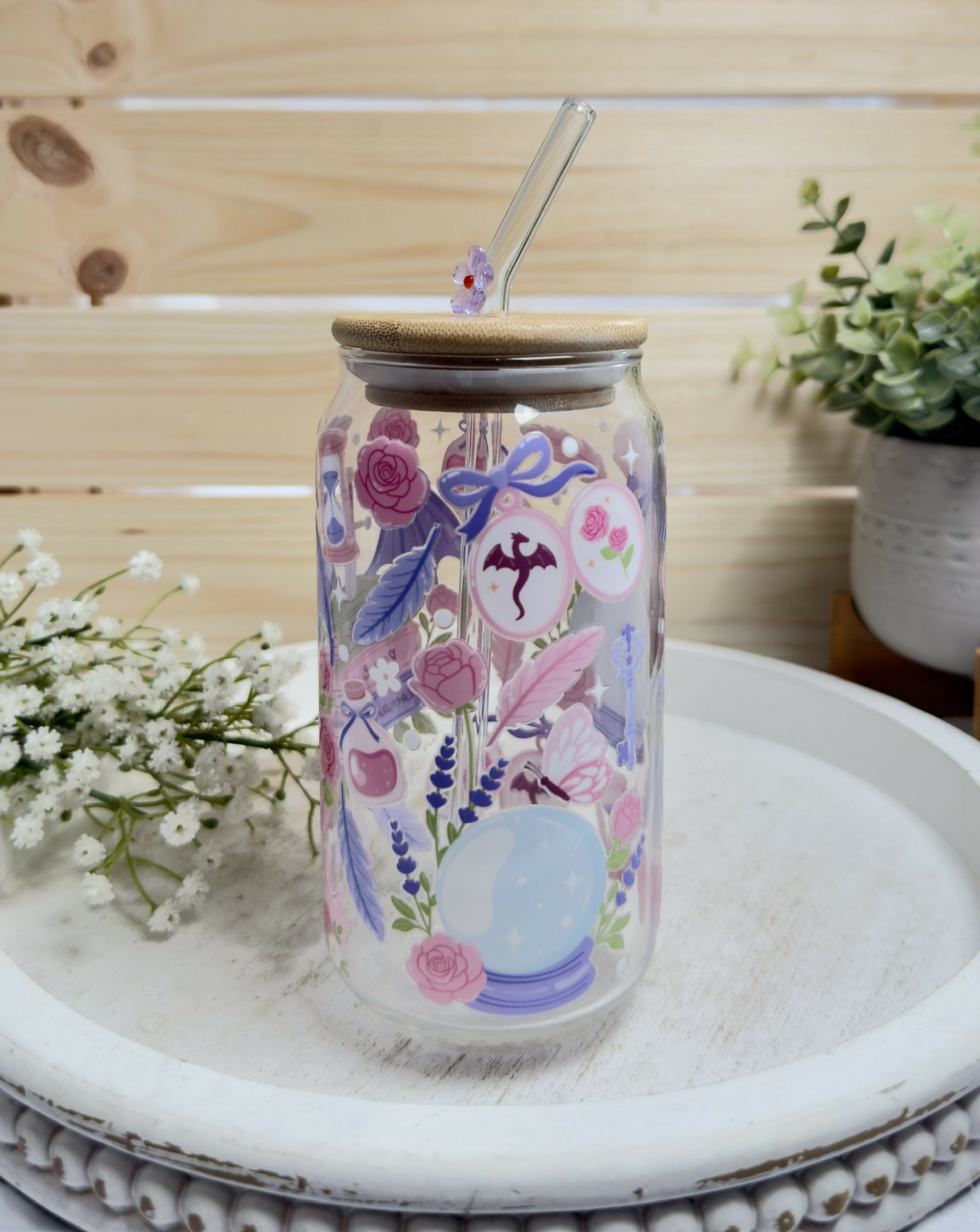 Glass Can Violet Romantasy Bookish Dragon