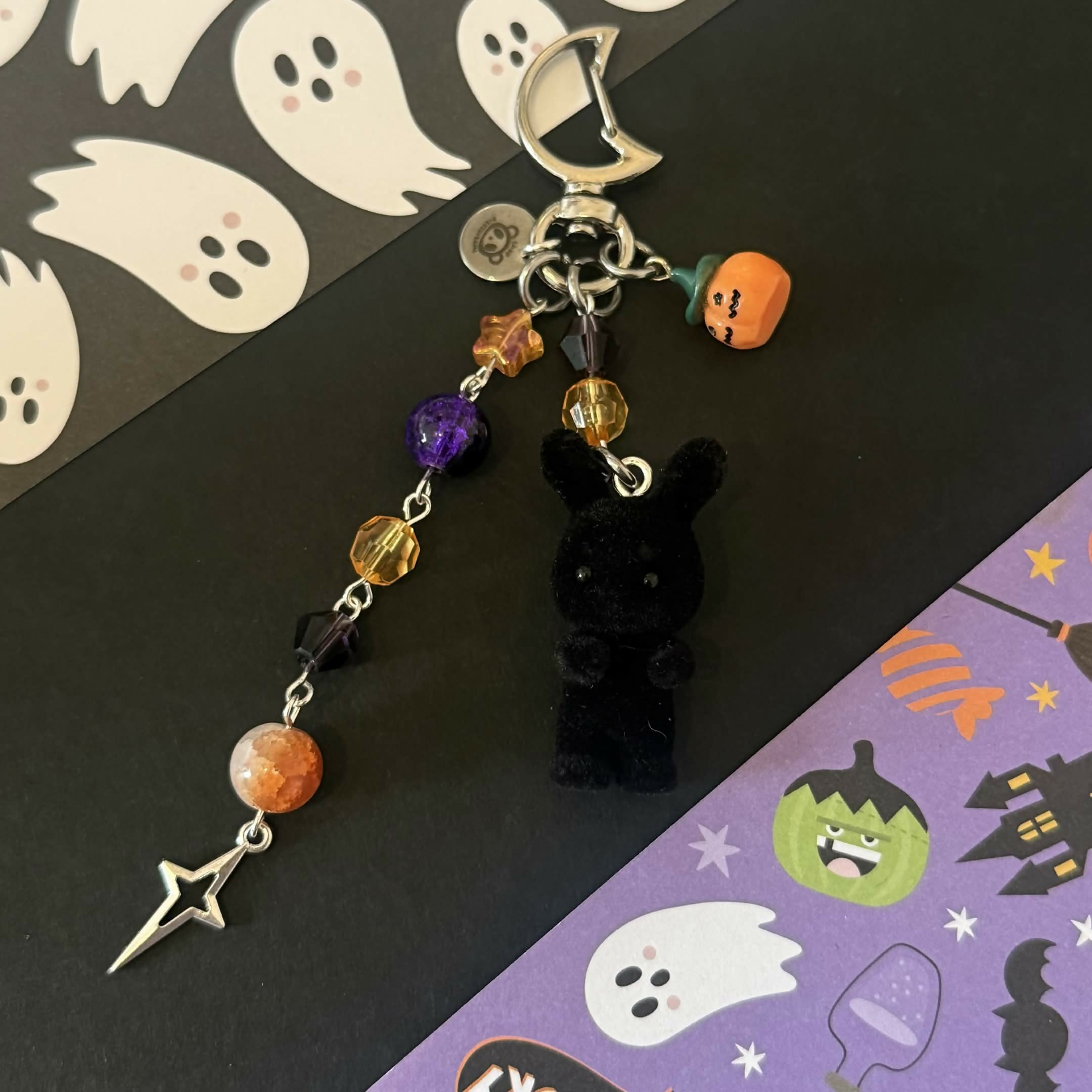 Baby Black Bunny Halloween Handmade Trinket Keychain
