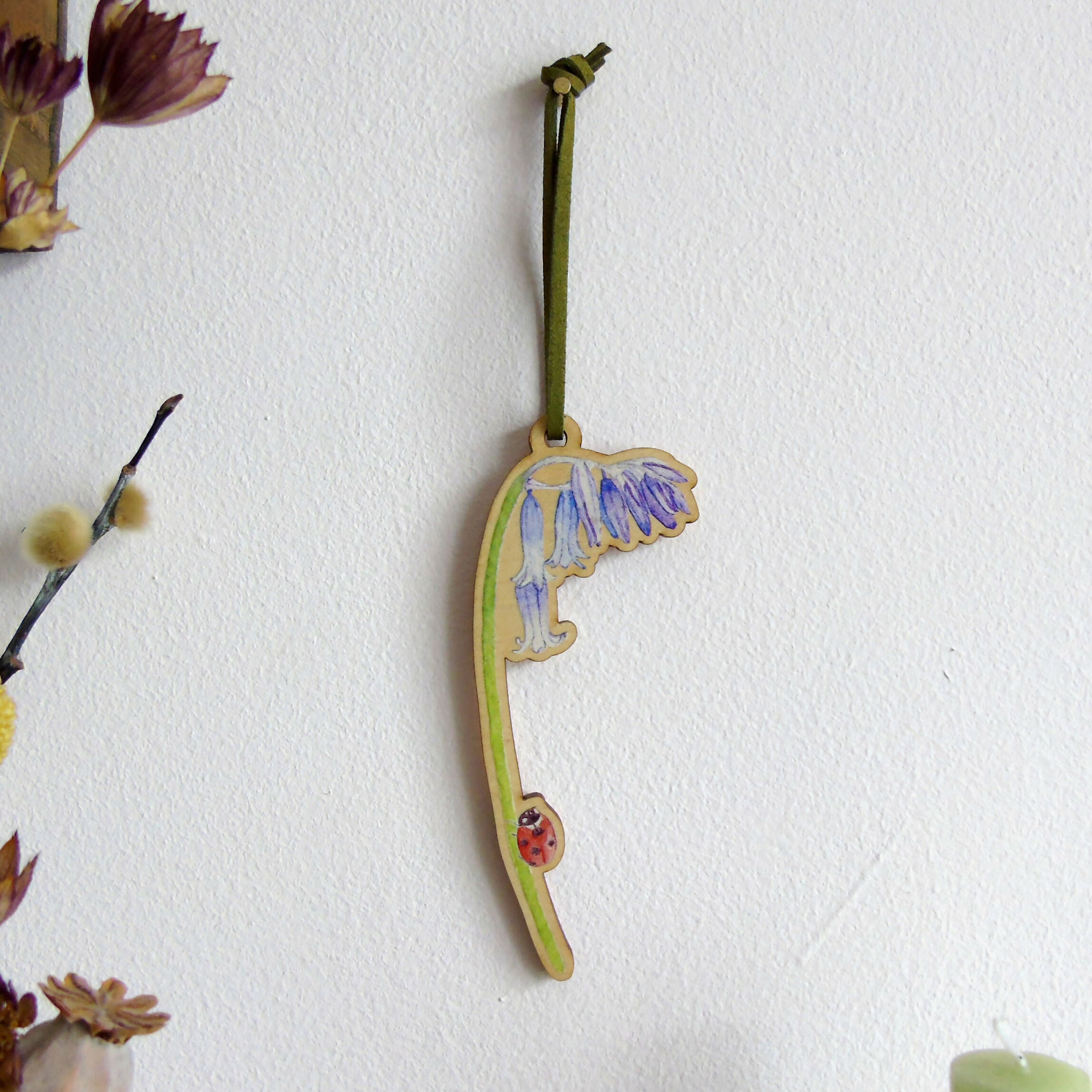 English Bluebell Hanging Wooden Decoration