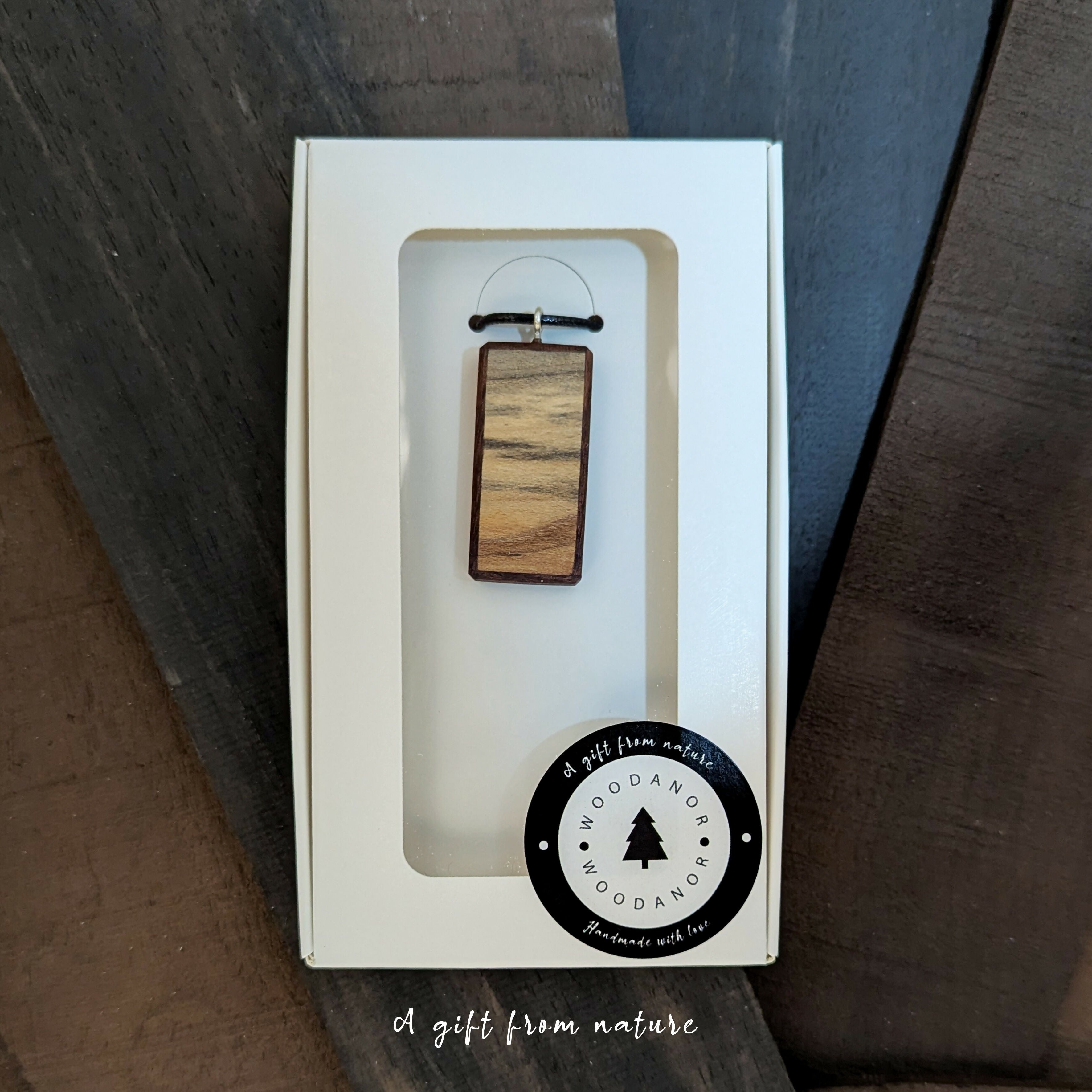 Natural Wood Grain Rectangle Pendant