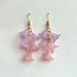 Cascading Purple To Pink Gradient Flower Earrings In Gold