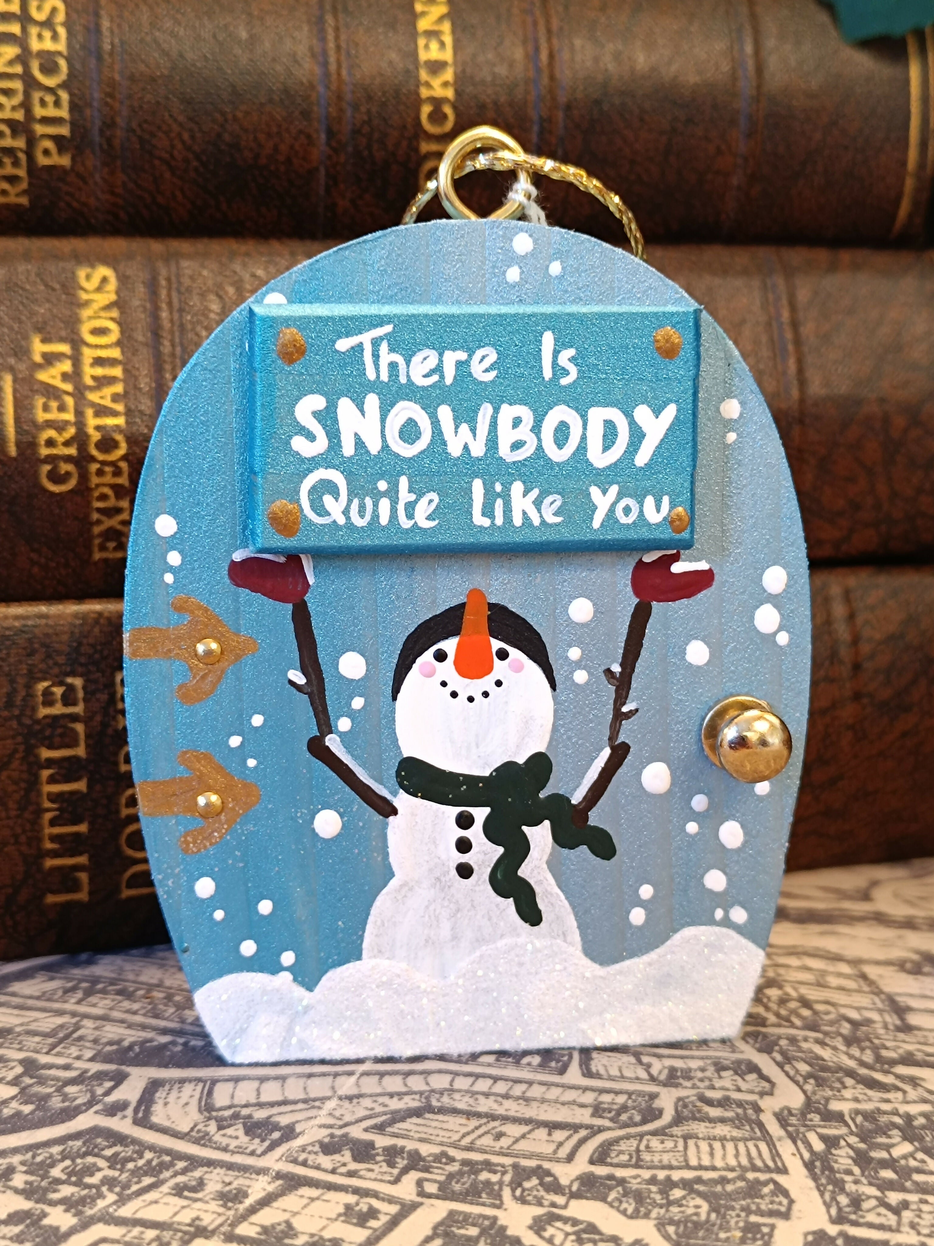 Handmade Wooden Snowman Door Ornament – "There Is Snowbody Quite Like You" Cute Hanging Christmas Tree Decoration & Festive Gift