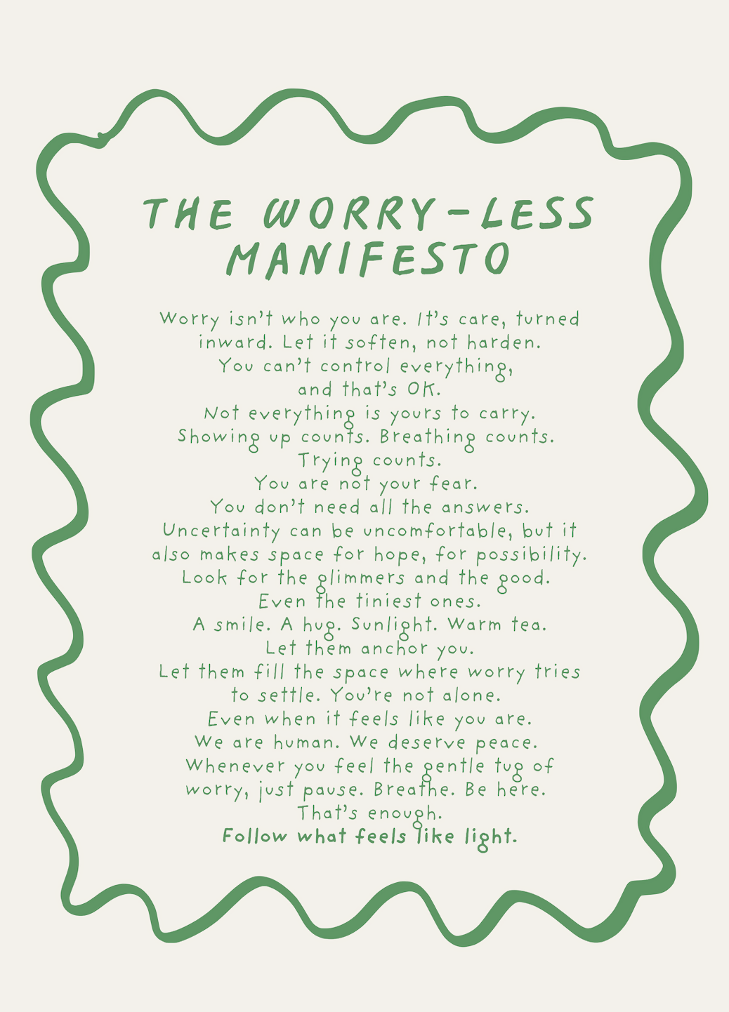 Worry-Less Manifesto A5 Art Print