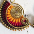 Sunset Macrame Earrings; Golden Spiral Knotted Cord Boho Red Orange Yellow Earrings