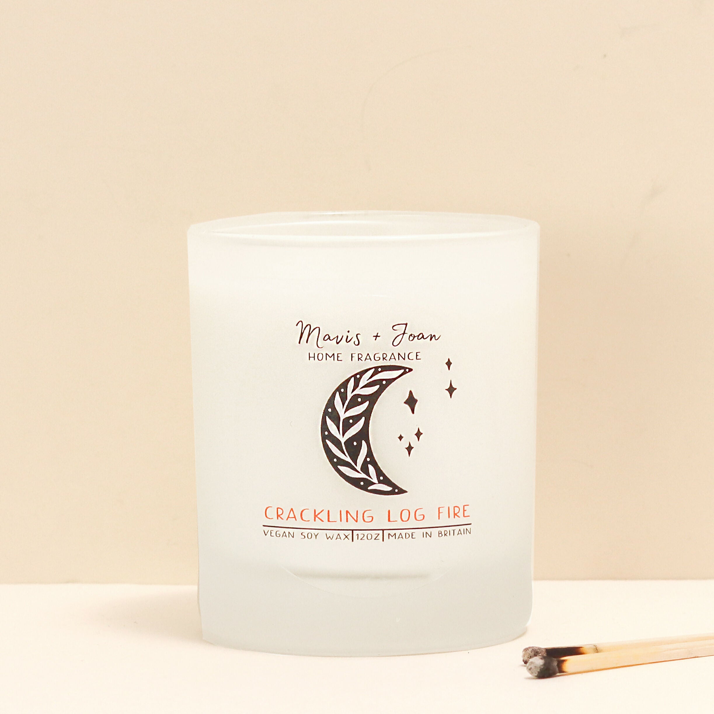Crackling Log Fire Soy Wax Candle In A Frosted Glass Jar