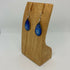 Blue & Silver Enamel Drop Earrings with Flower Pattern