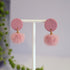 Pink Pom-Pom Dangle Earrings - Handmade Polymer Clay - Polly Plant