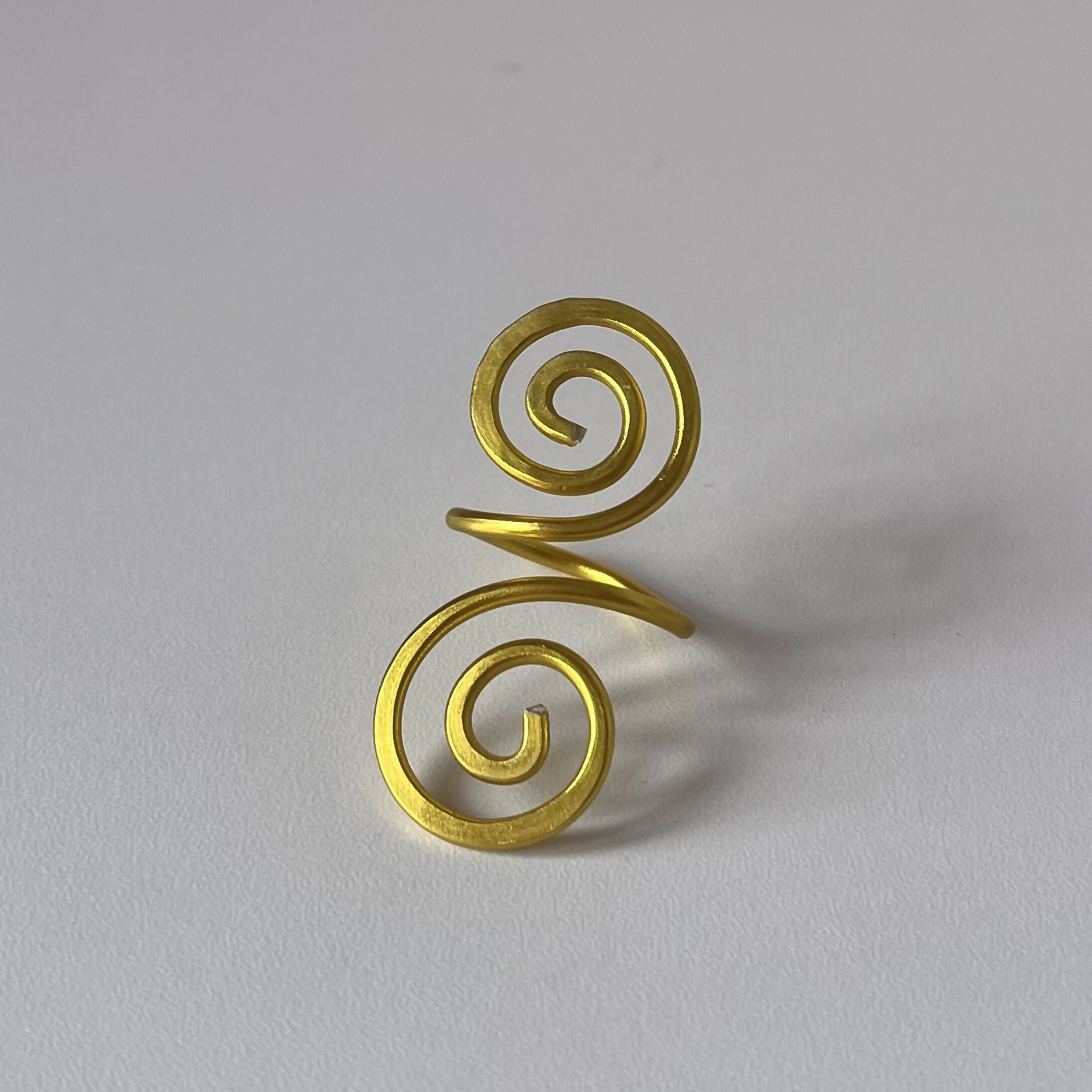 Swirling Spiral Adjustable Gold Aluminium Ring