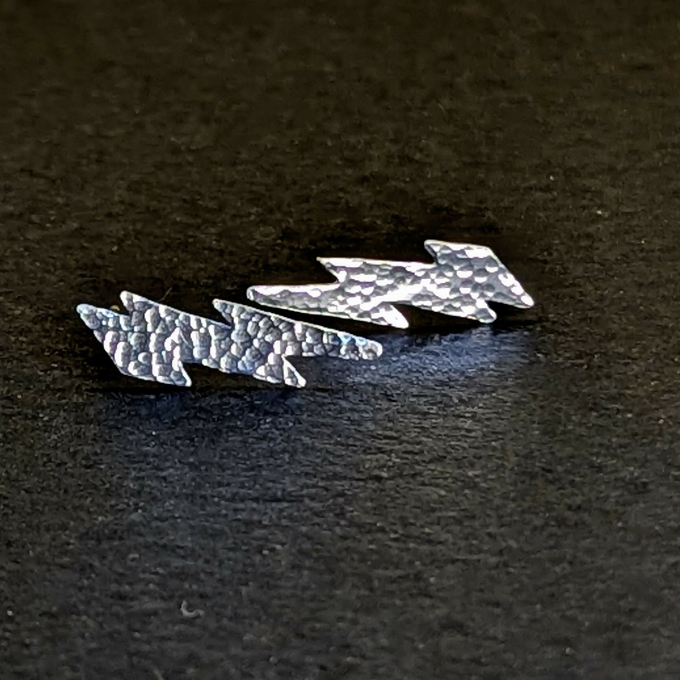 ‘Electra’ Sterling Silver Textured Lightning Stud Earring