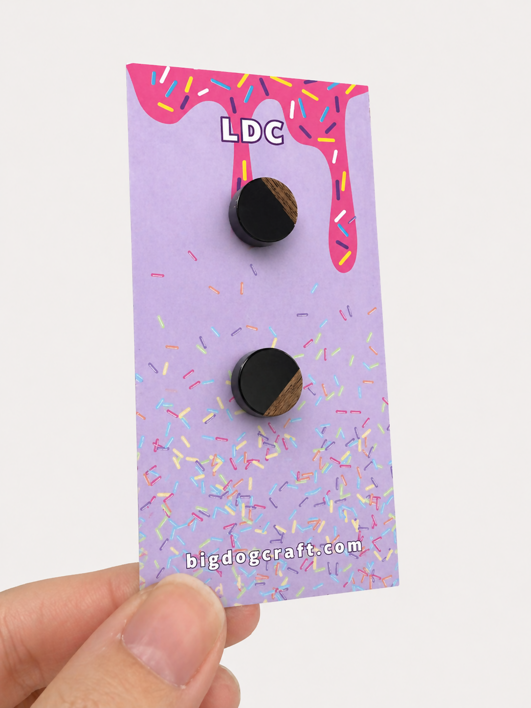 Round Wooden Black Opaque Resin Studs