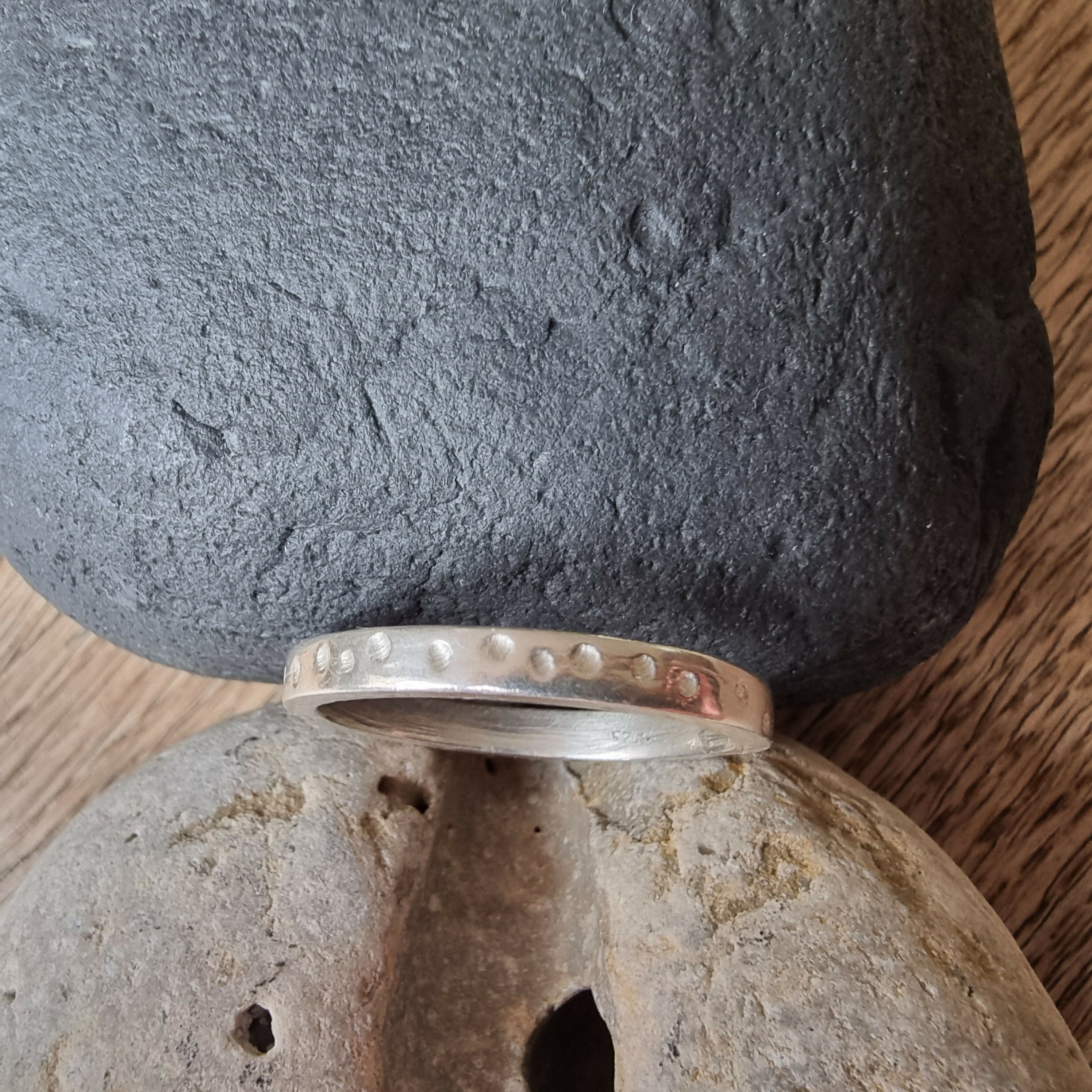 Sterling Silver Band with dots Size W