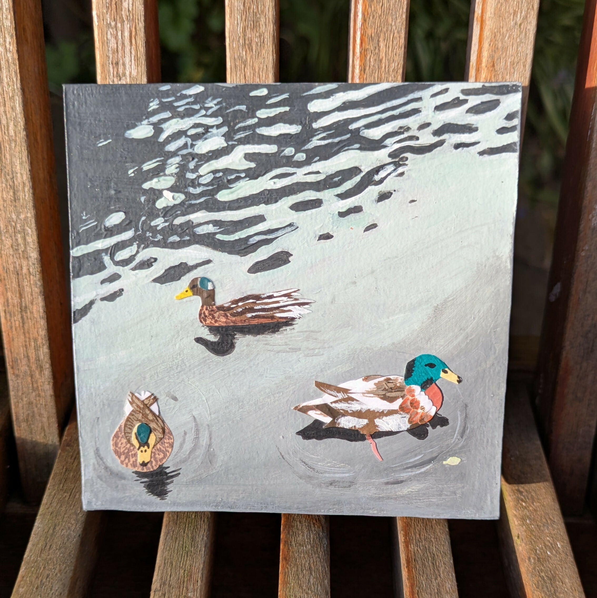 Golden Acre Ducks - Mixed Media Mini Panel