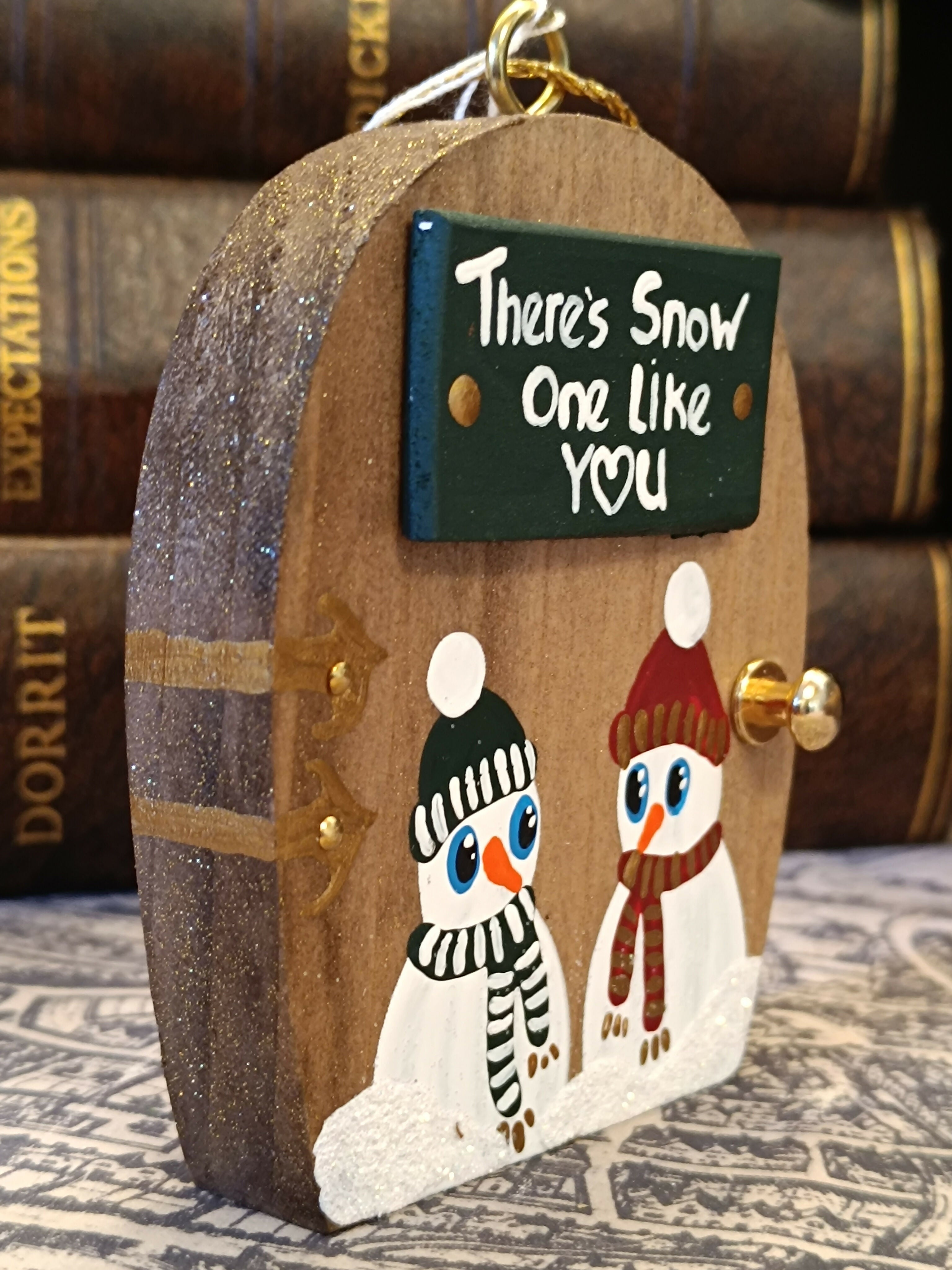 Handmade Wooden Snowman Ornament – "There's Snow One Like You" Cute Christmas Tree Decoration & Festive Gift
