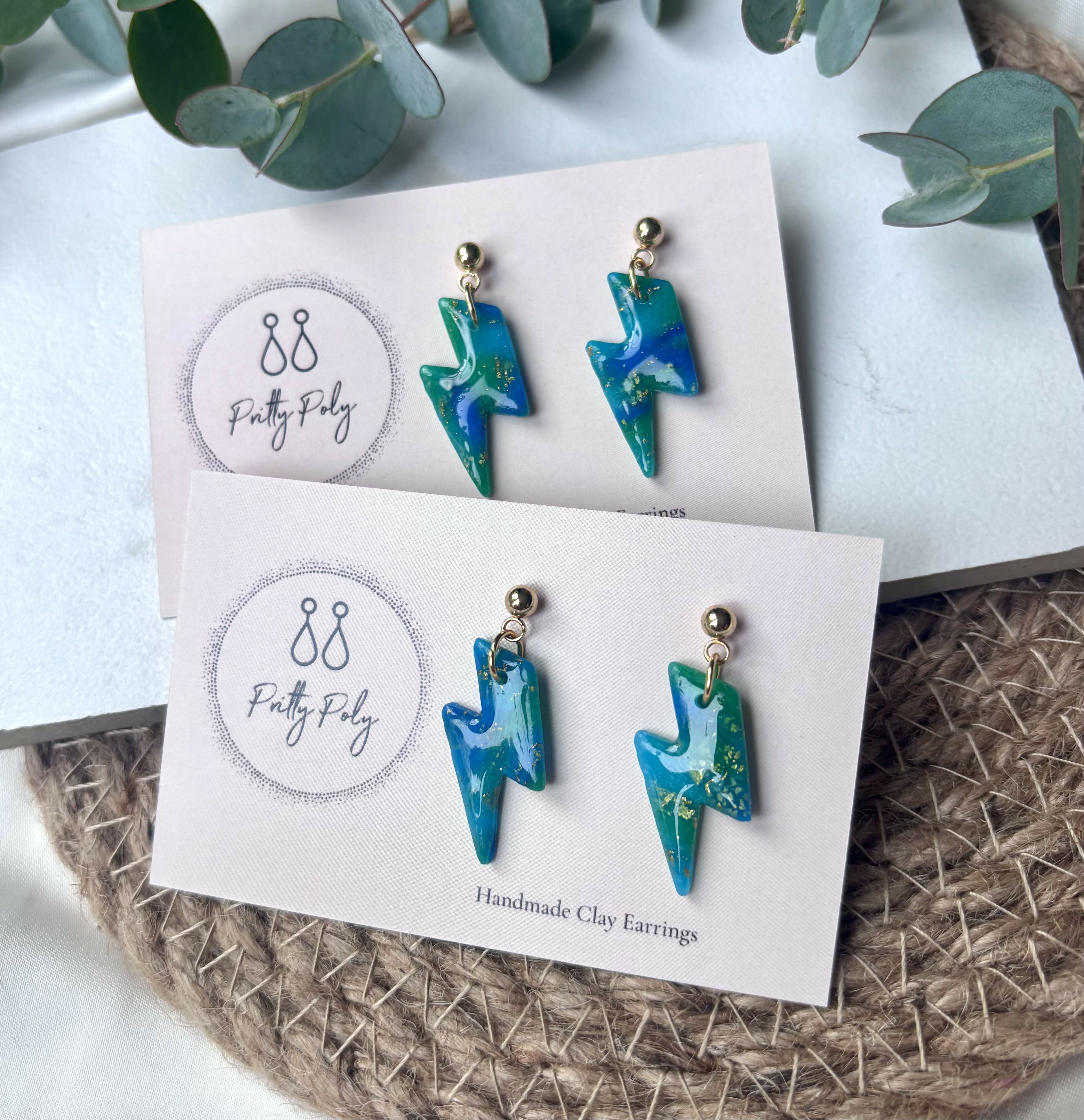 Ocean Dream Collection - Small Lightening Bolts Polymer Clay Earrings