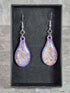 Handcrafted Tear Drop Purple, Silver, Gold And Orange Earrings