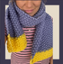 MID-LENGTH COSY CHUNKY 2-COLOUR SCARF - OCEAN BLUE & BRIGHT LEMON
