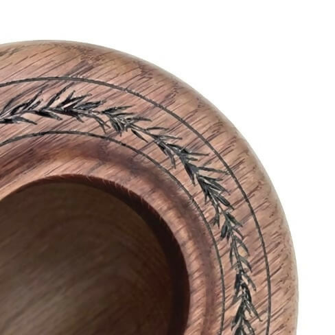 English Oak Hollow Form with Engraved Leaf Detail (130mm) | Hand Turned Wood Art