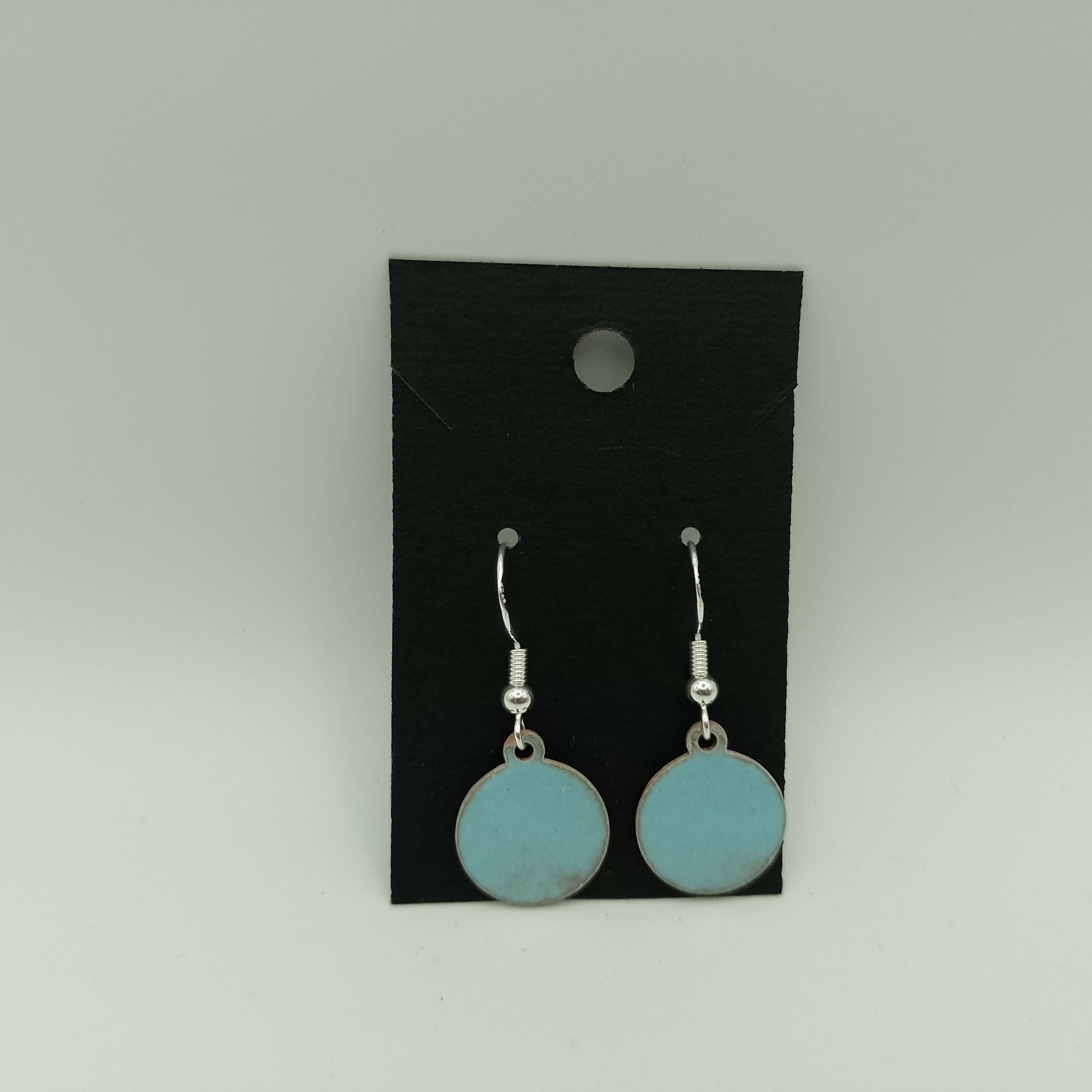 Powder Blue Enamel Circle Earrings