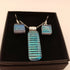 Blue and Green Dichroic Glass Pendant and Earring Set