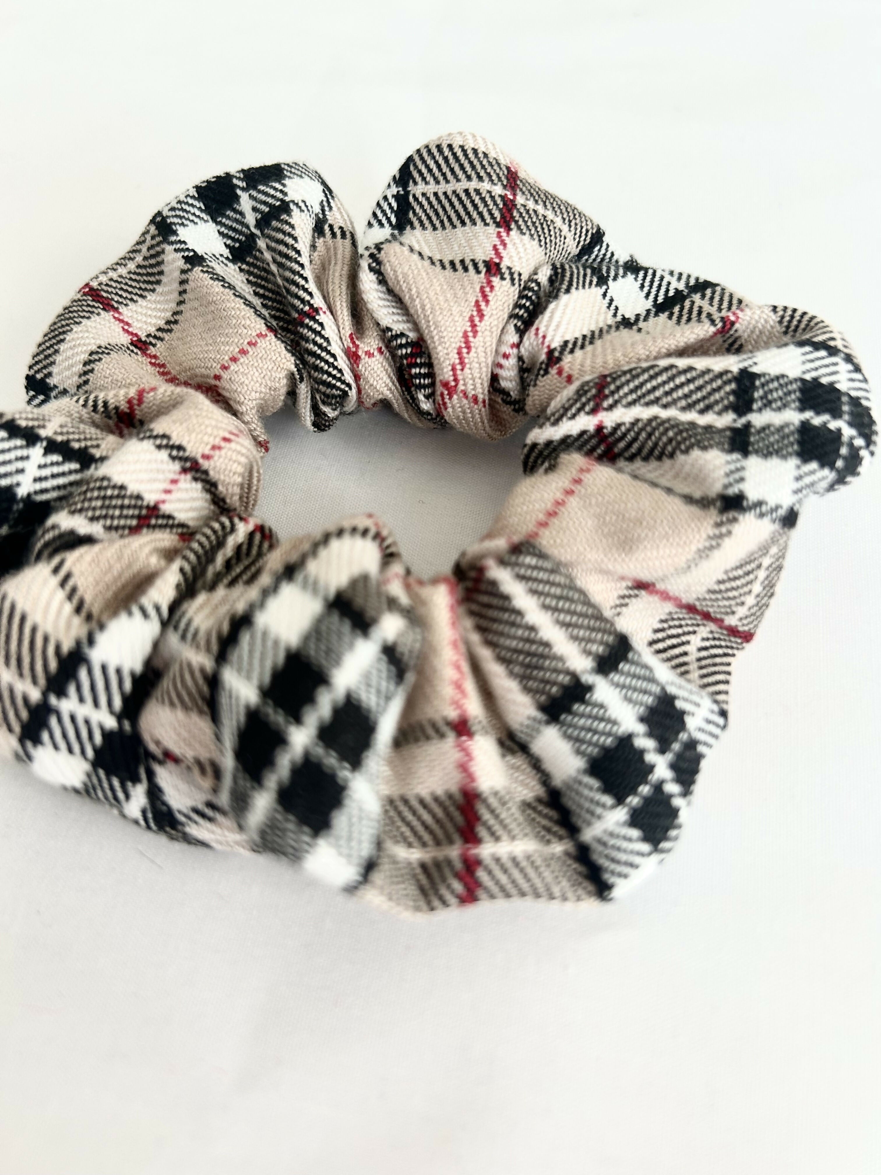 Caramel Tartan Hair Scrunchie