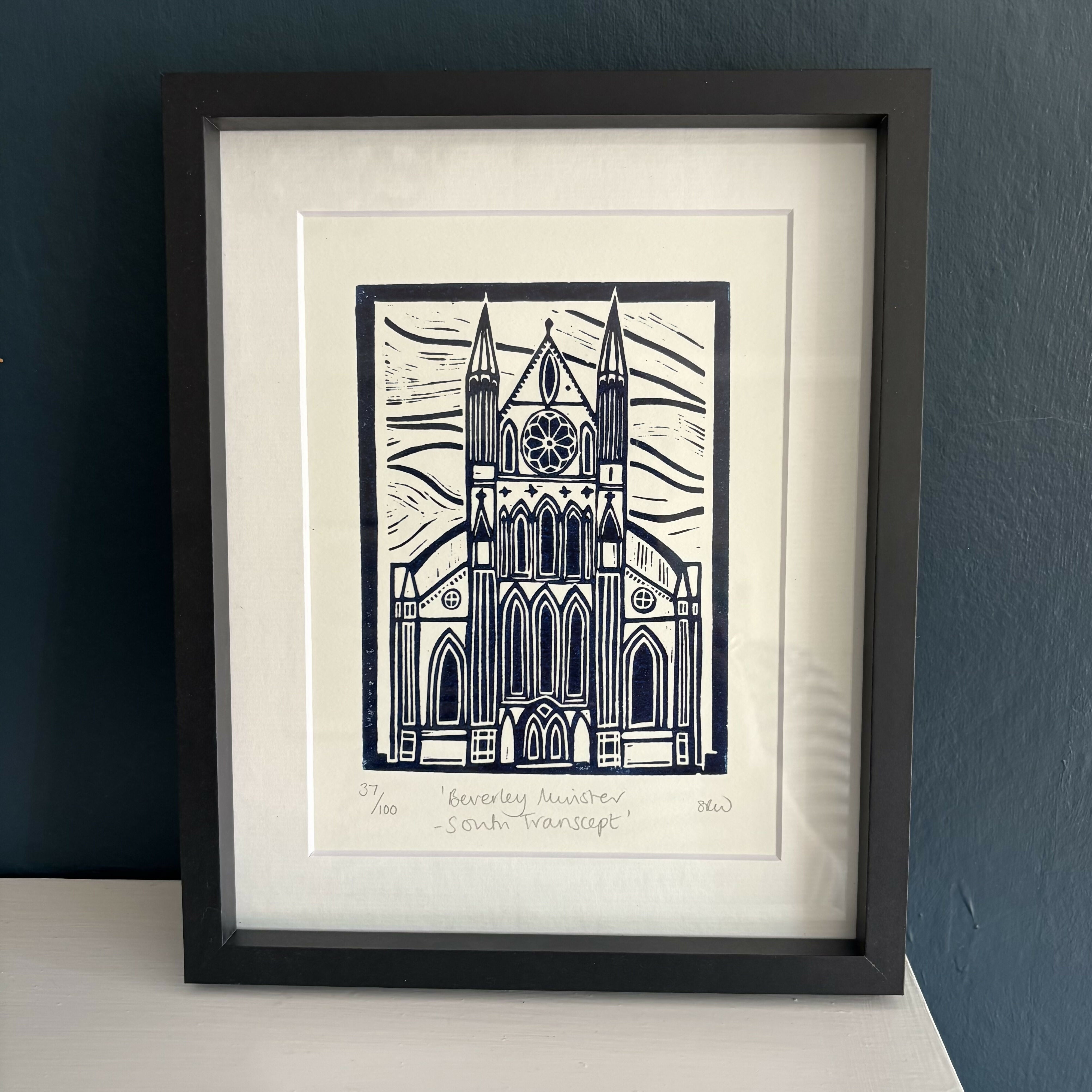 Beverley Minster South Transcept Framed Lino Cut Print