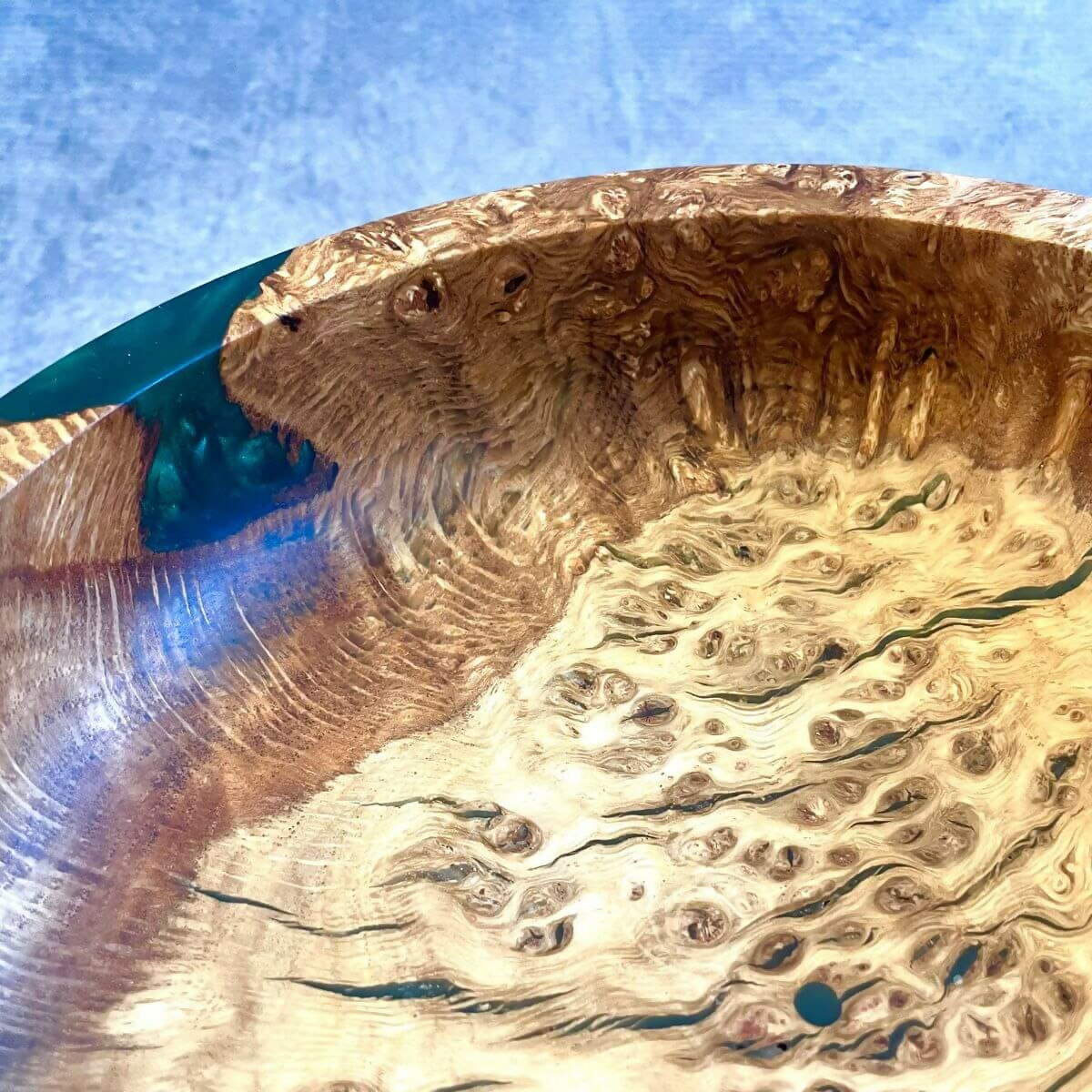 English Oak Burr and Green Resin Hybrid Bowl