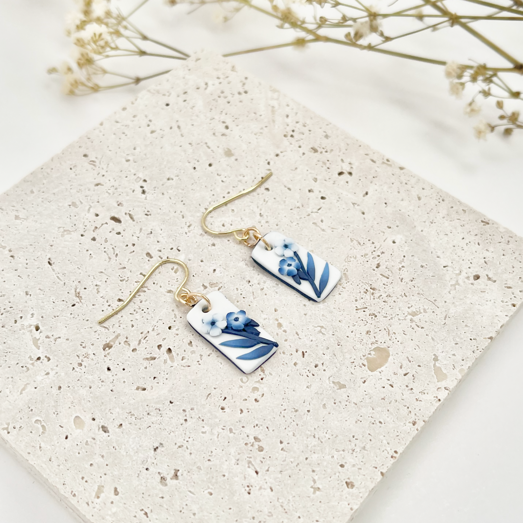 Blue China No. 8 - Handmade Polymer Clay Earrings