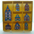 Clay Blue Painted Dutch Houses in Wooden Yellow Trinket Tray